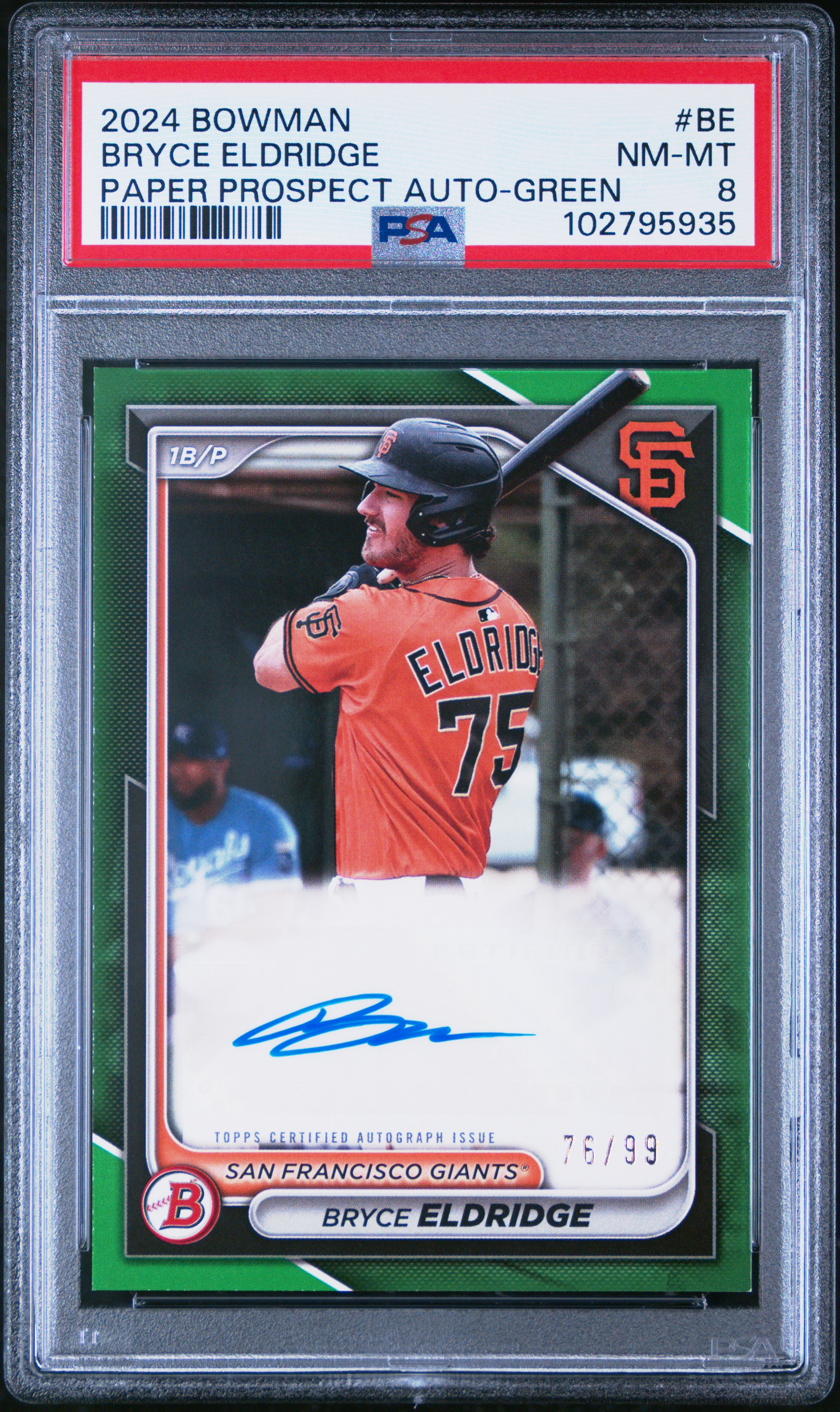 2024 Bowman Paper Prospect Autographs Bryce Eldridge #Be (Paper Prospect Auto-Green) Nm-Mt 8 back