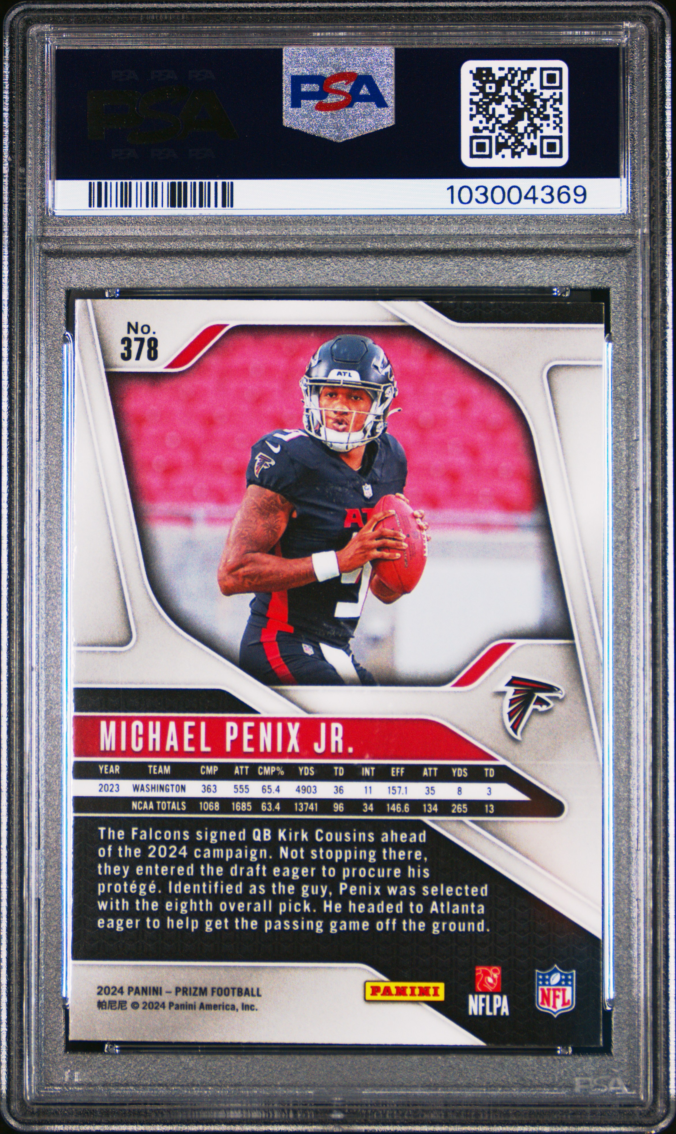 2024 Panini Prizm Michael Penix Jr. #378 Mint 9 back