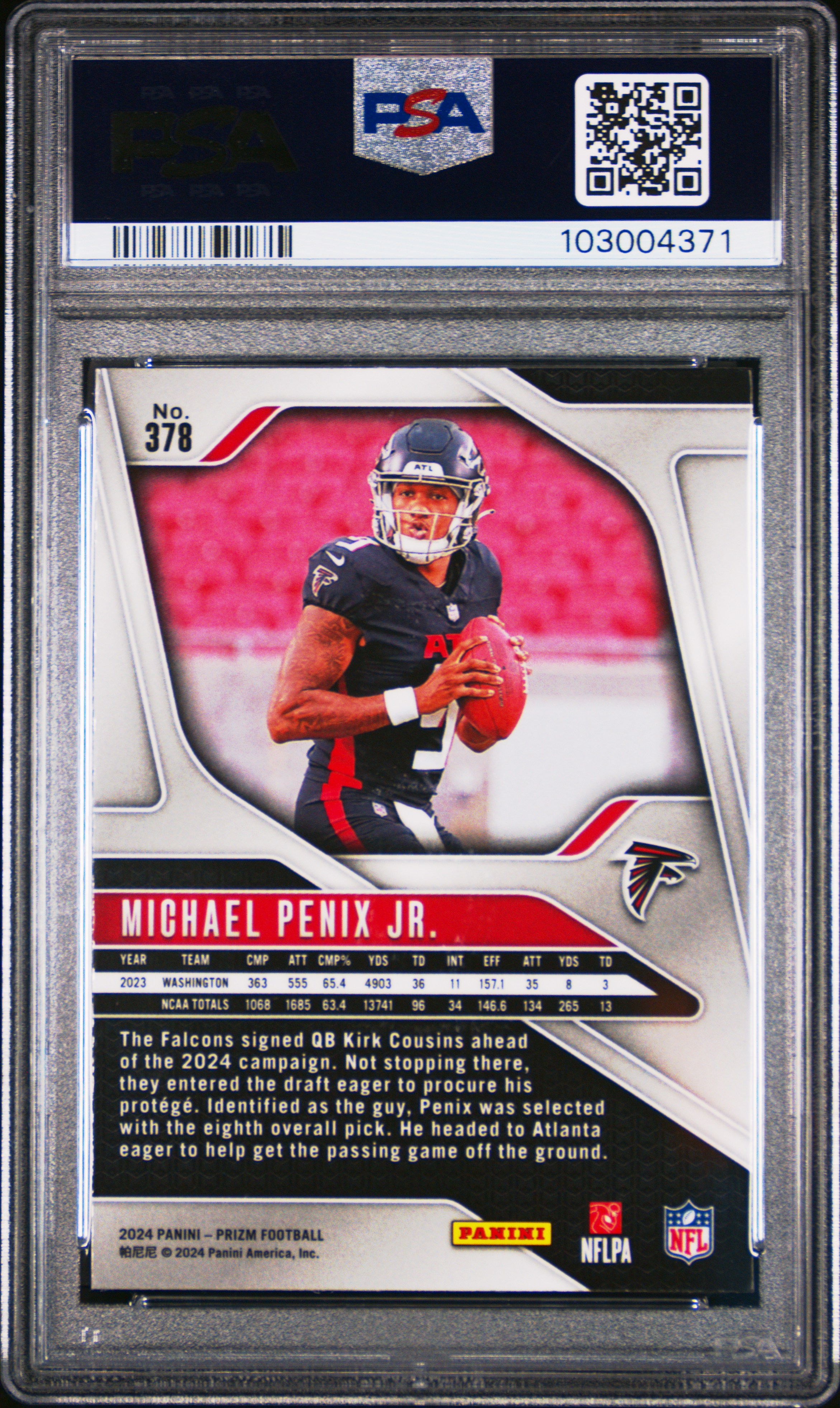 2024 Panini Prizm Michael Penix Jr. #378 Mint 9 back