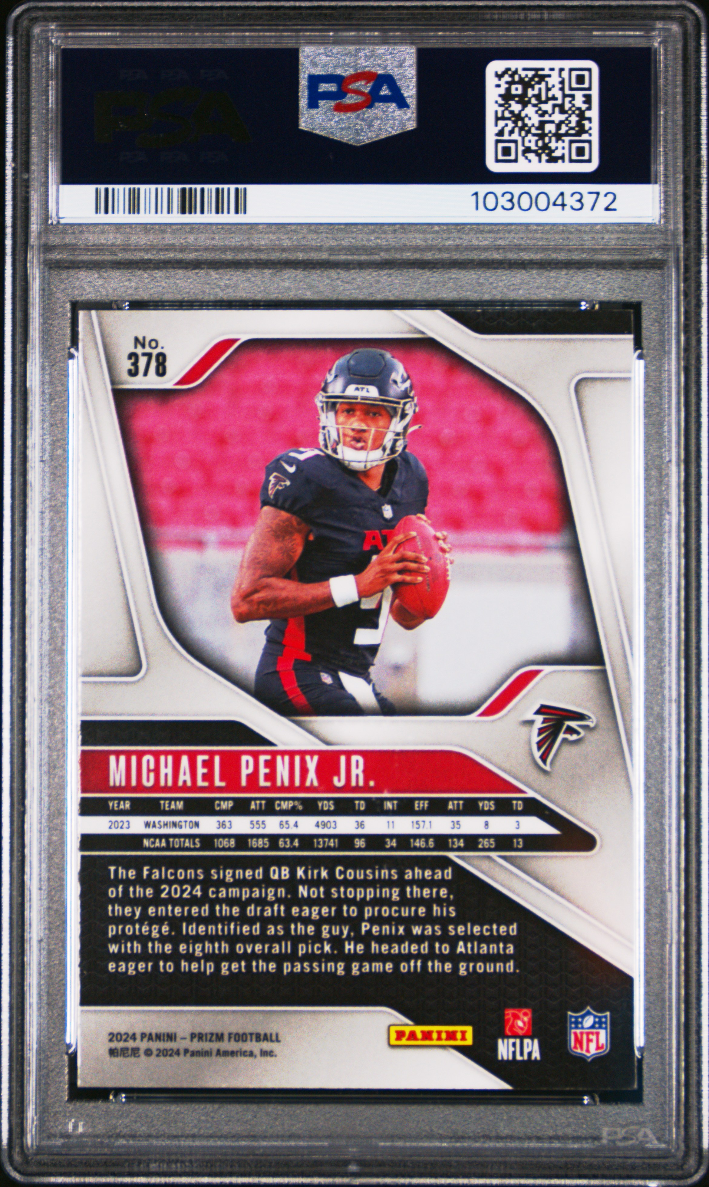 2024 Panini Prizm Michael Penix Jr. #378 Gem Mt 10 back