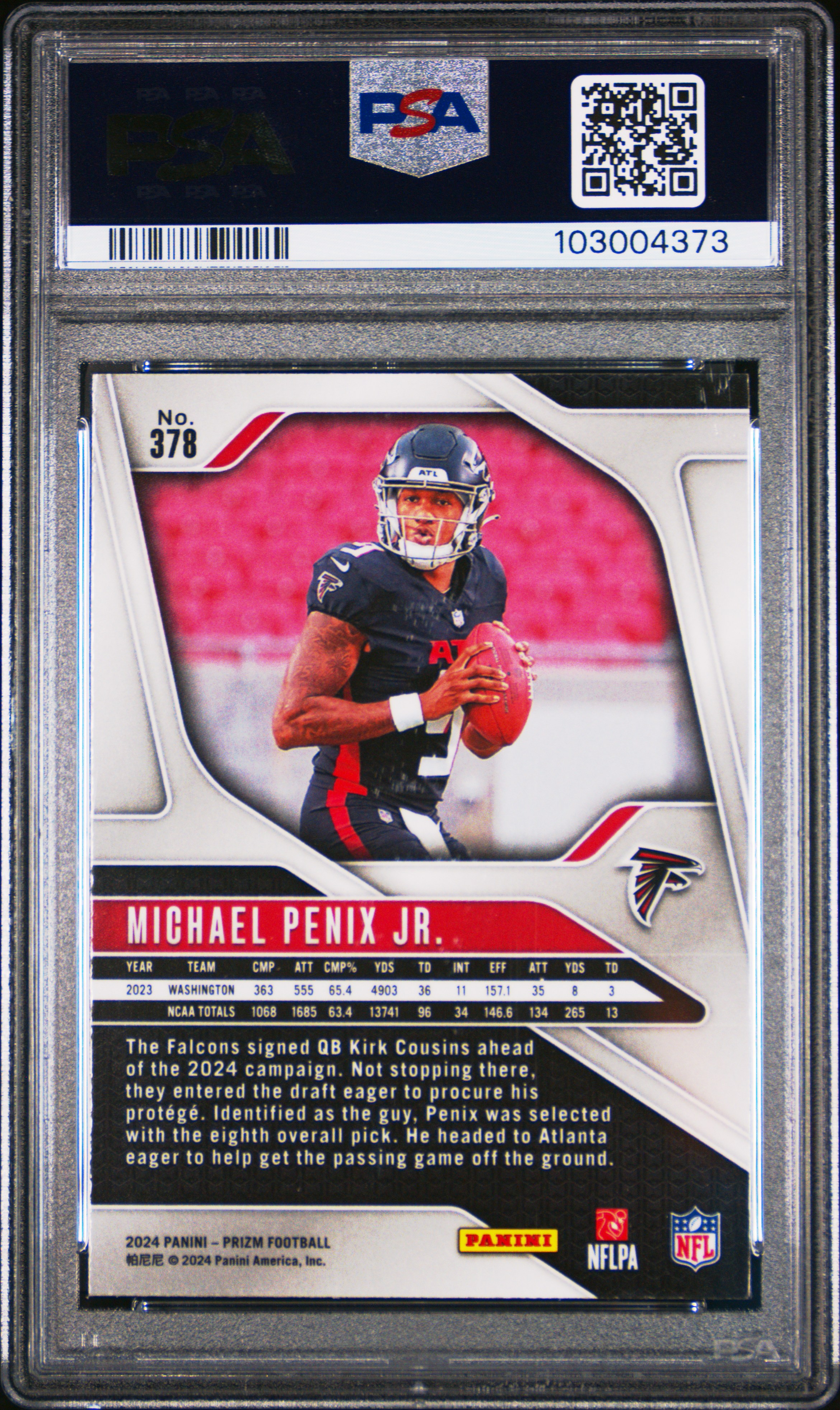 2024 Panini Prizm Michael Penix Jr. #378 Mint 9 back