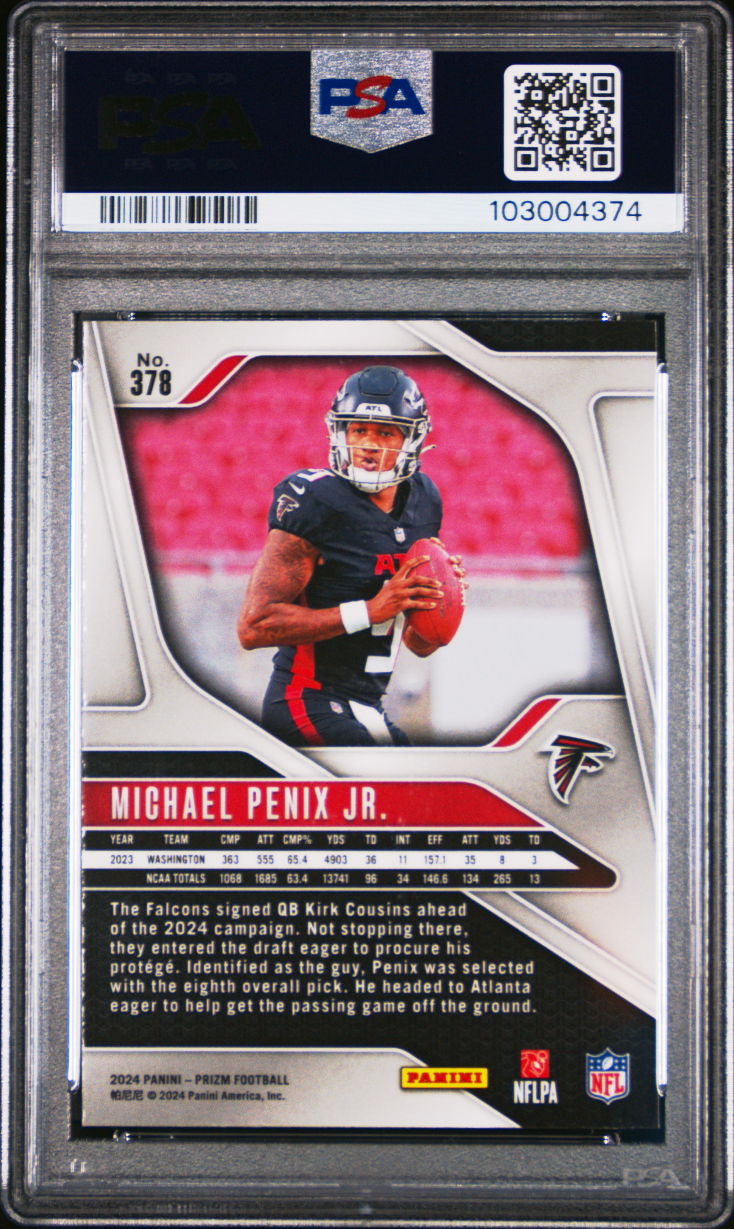 2024 Panini Prizm Michael Penix Jr. #378 Gem Mt 10 back