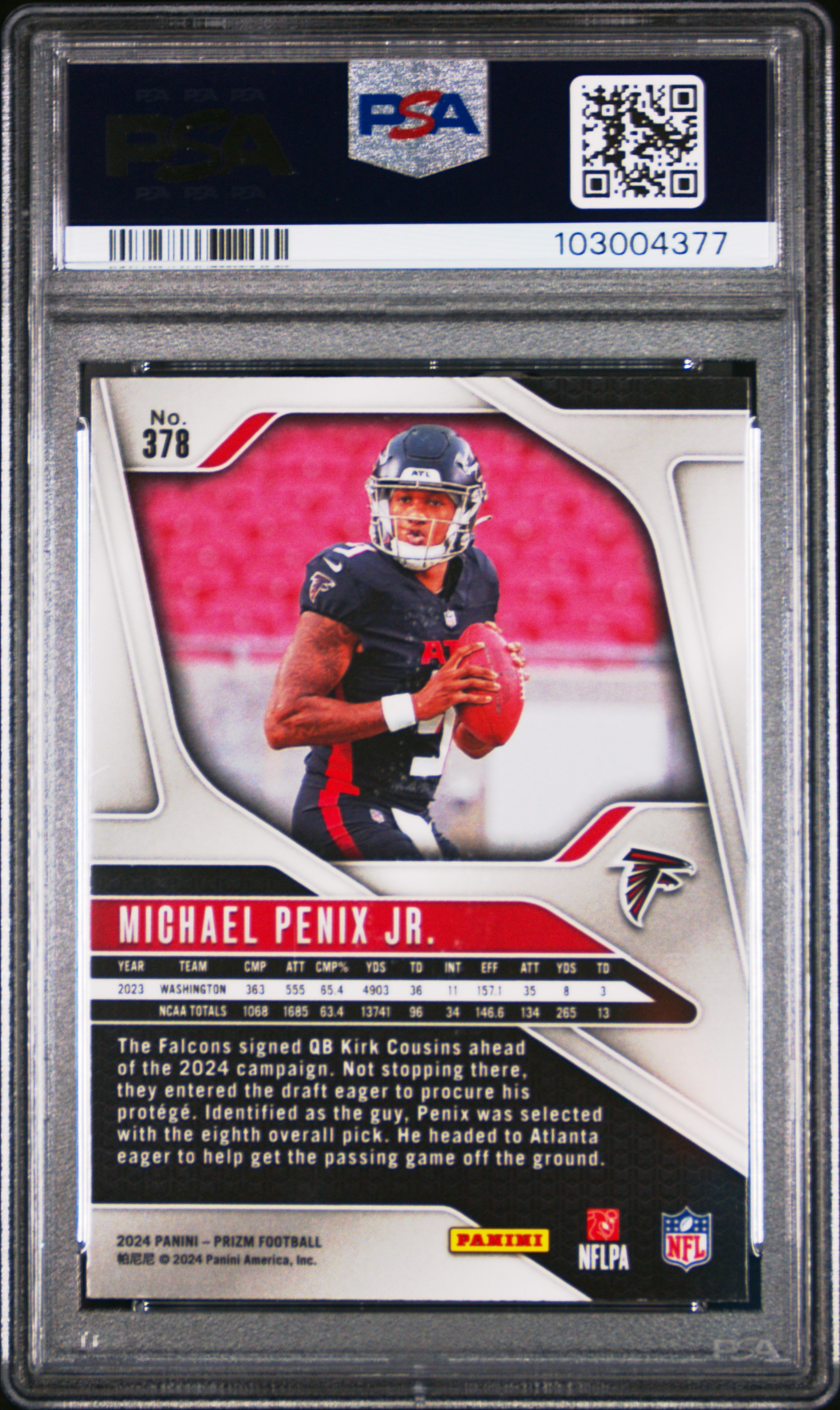 2024 Panini Prizm Michael Penix Jr. #378 Mint 9 back