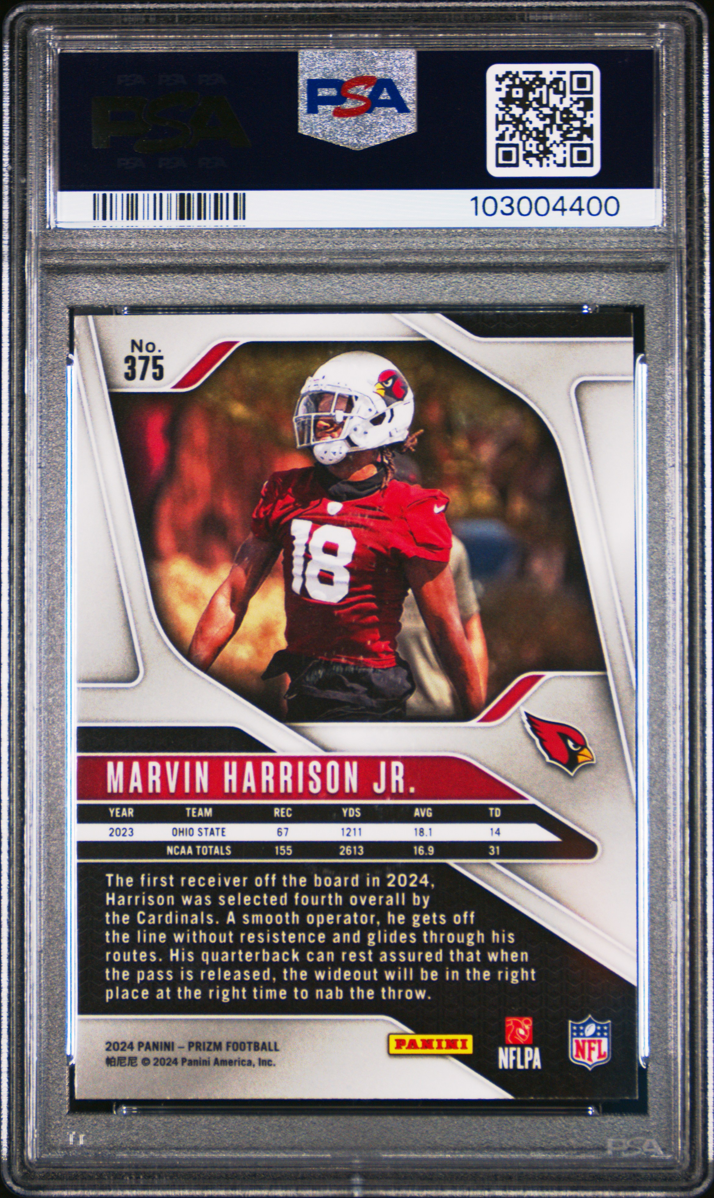 2024 Panini Prizm Marvin Harrison Jr. #375 Gem Mt 10 back