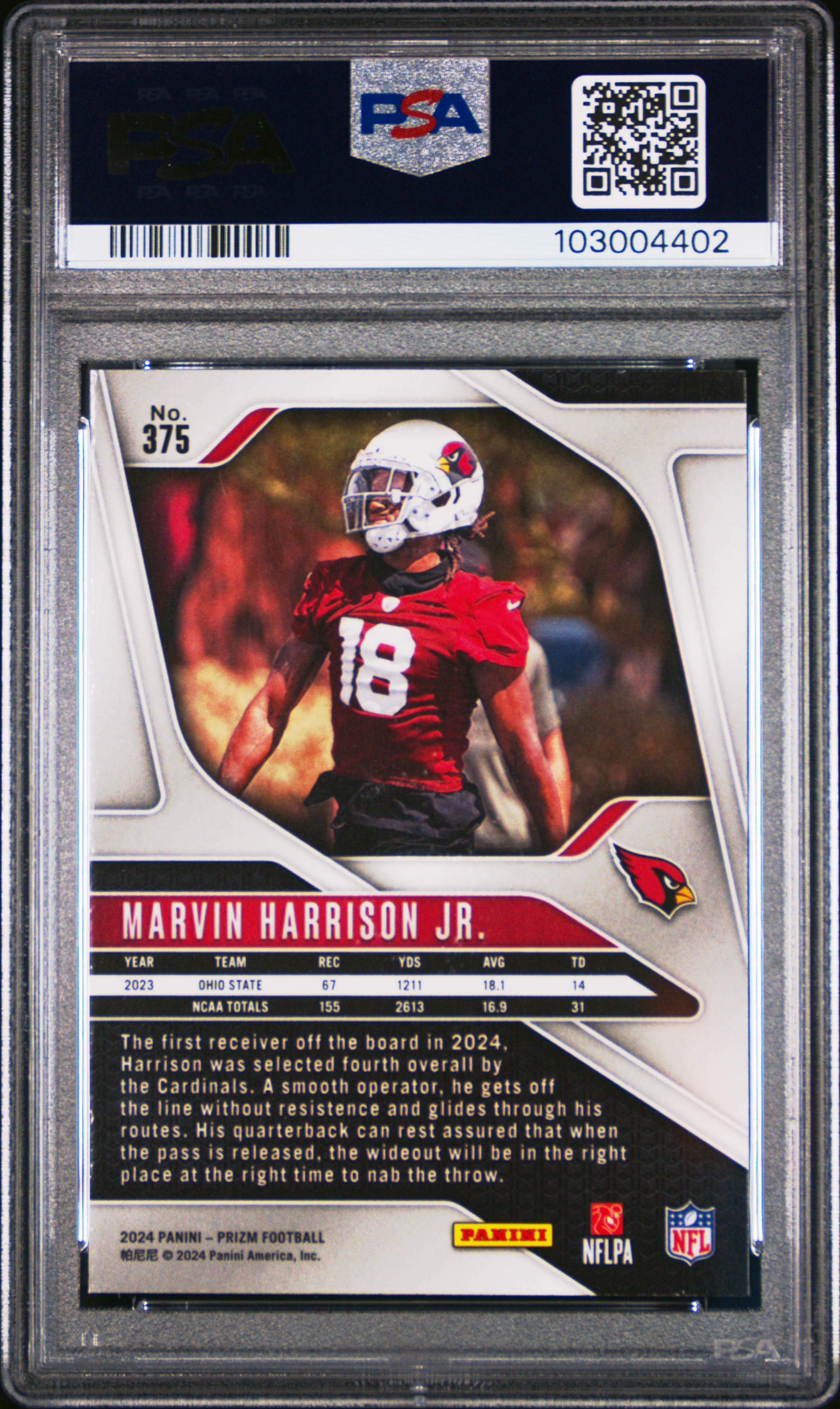 2024 Panini Prizm Marvin Harrison Jr. #375 Mint 9 back