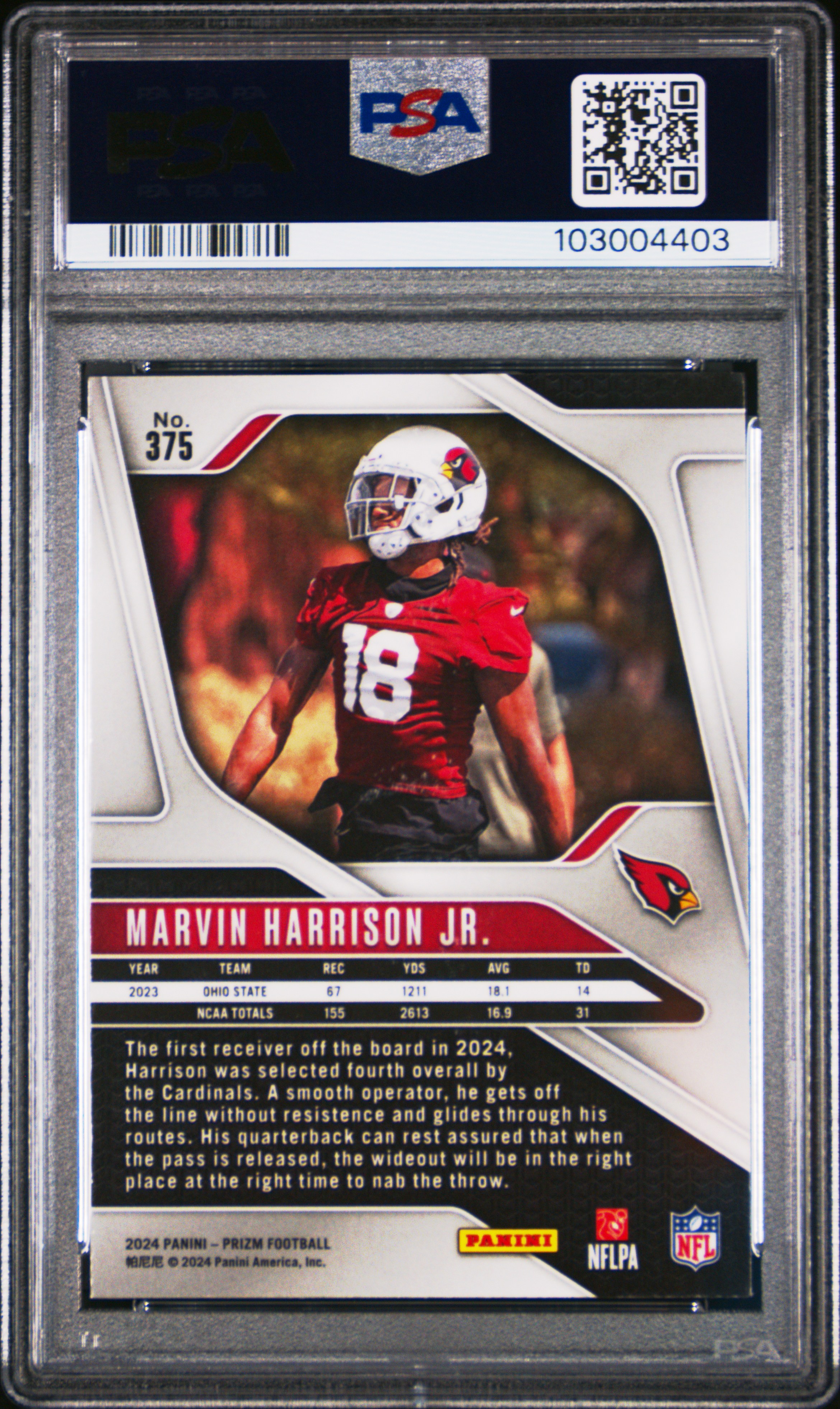 2024 Panini Prizm Marvin Harrison Jr. #375 Mint 9 back