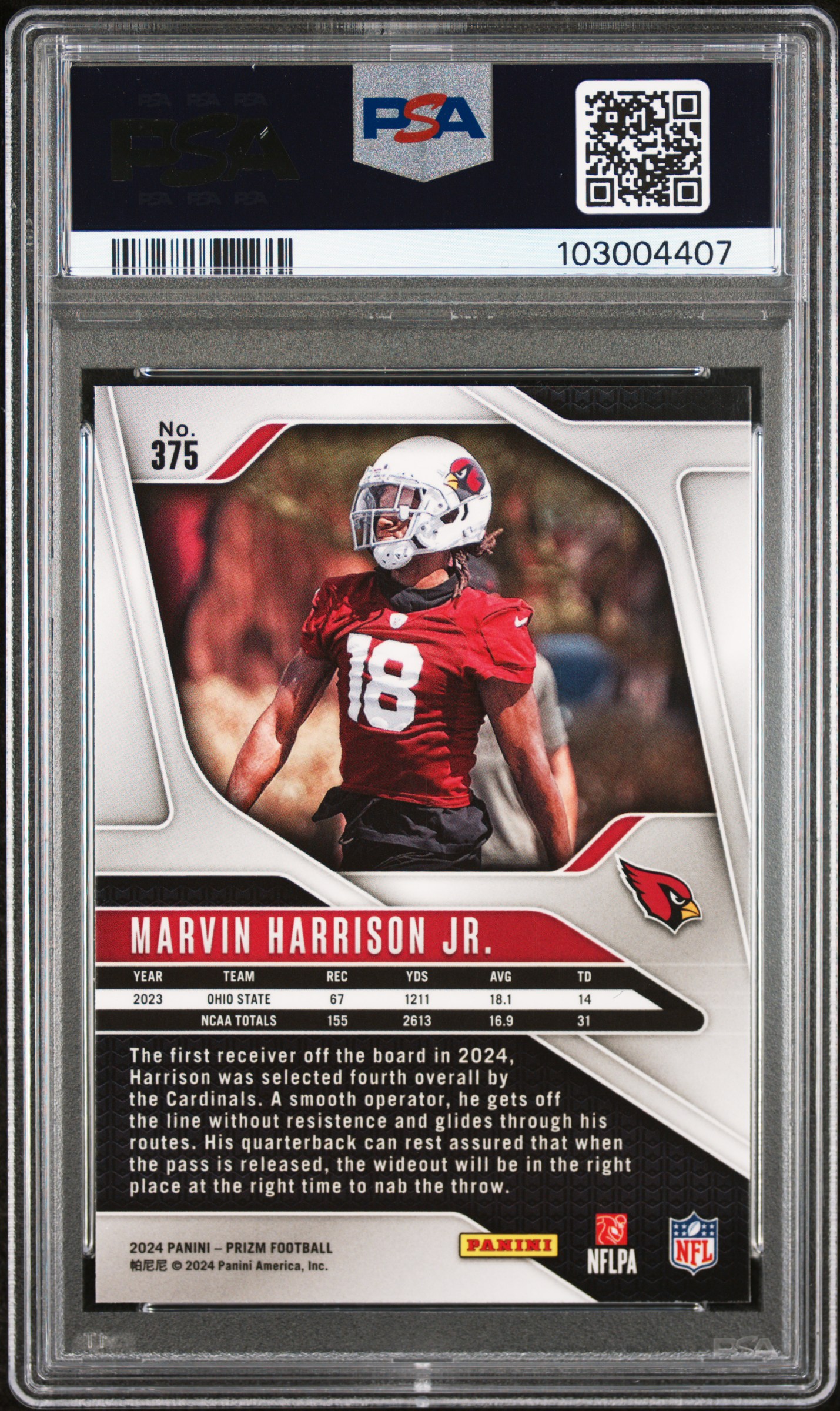 2024 Panini Prizm Marvin Harrison Jr. #375 Mint 9 back
