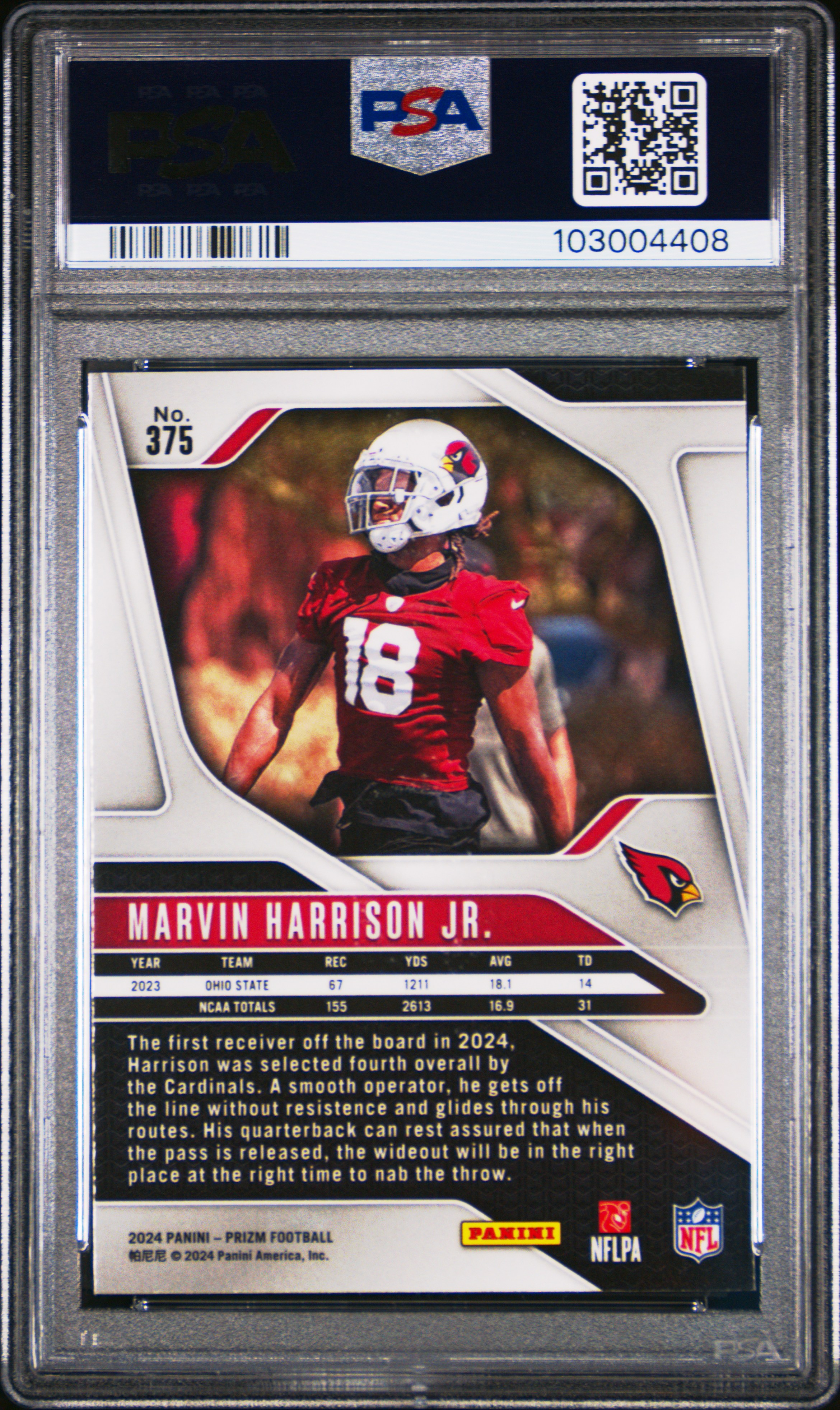 2024 Panini Prizm Marvin Harrison Jr. #375 Mint 9 back