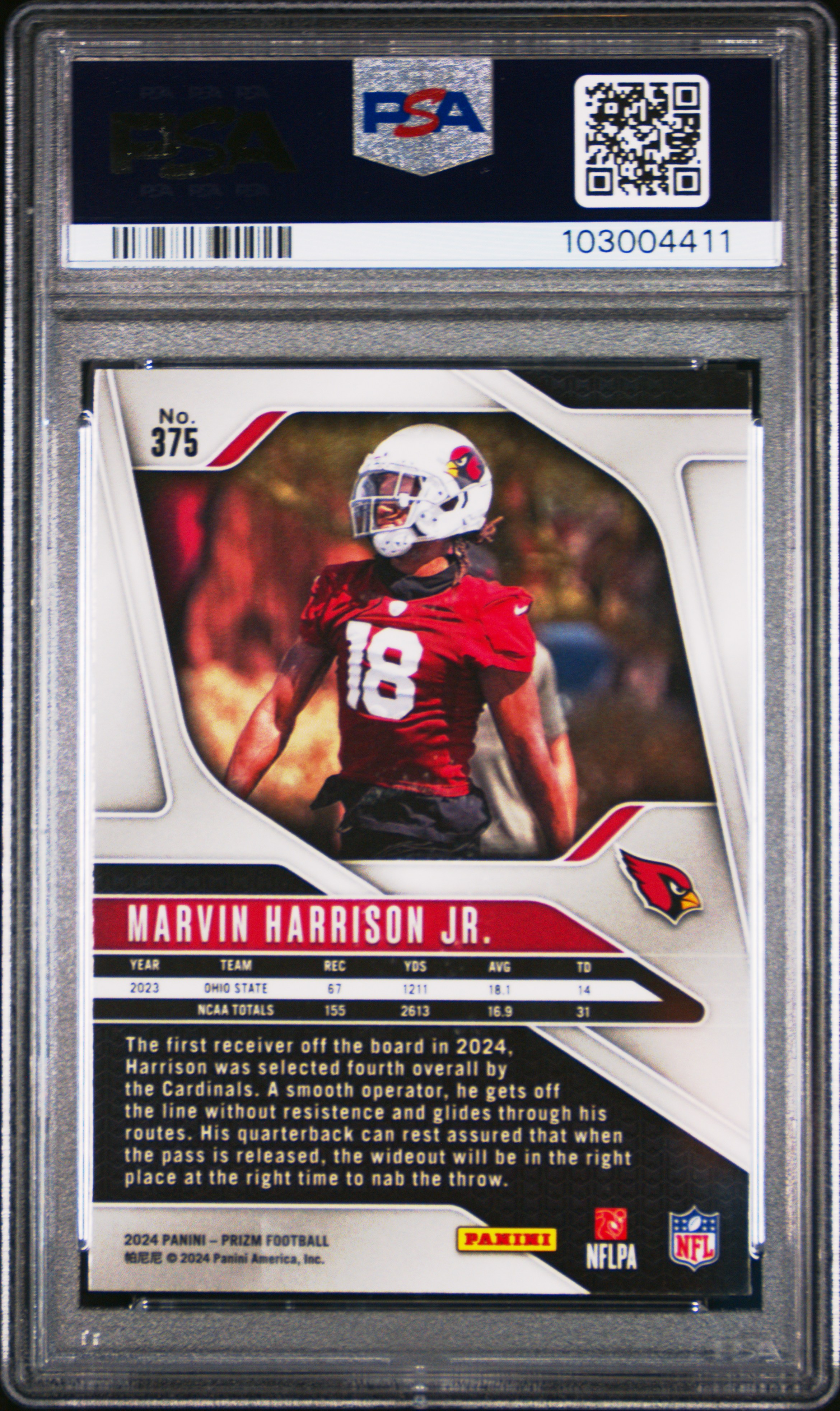 2024 Panini Prizm Marvin Harrison Jr. #375 Mint 9 back