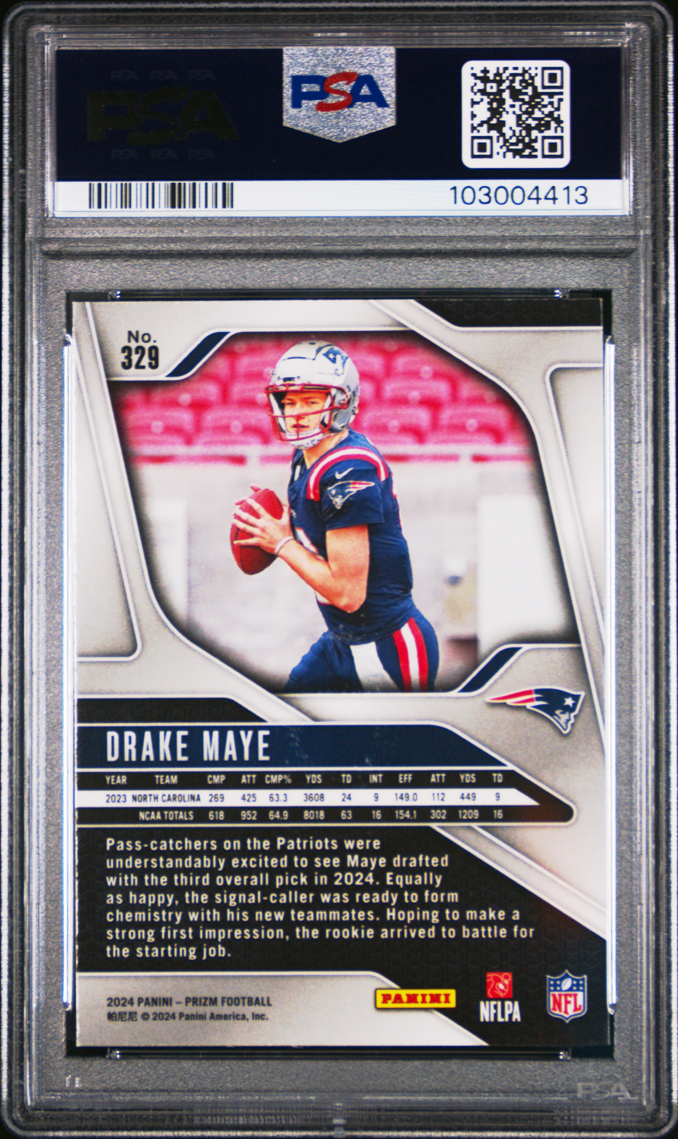 2024 Panini Prizm Drake Maye #329 Mint 9 back