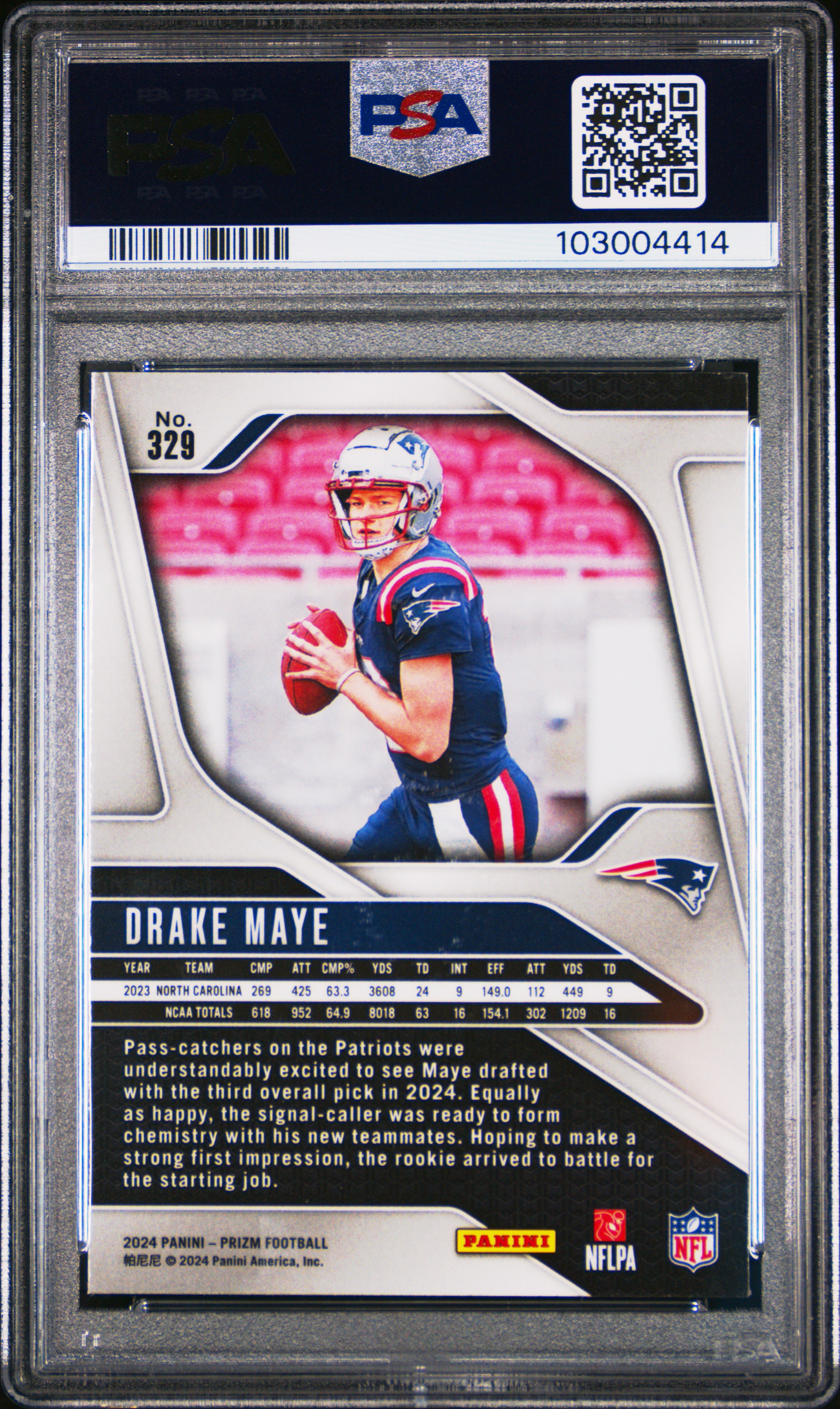 2024 Panini Prizm Drake Maye #329 Mint 9 back