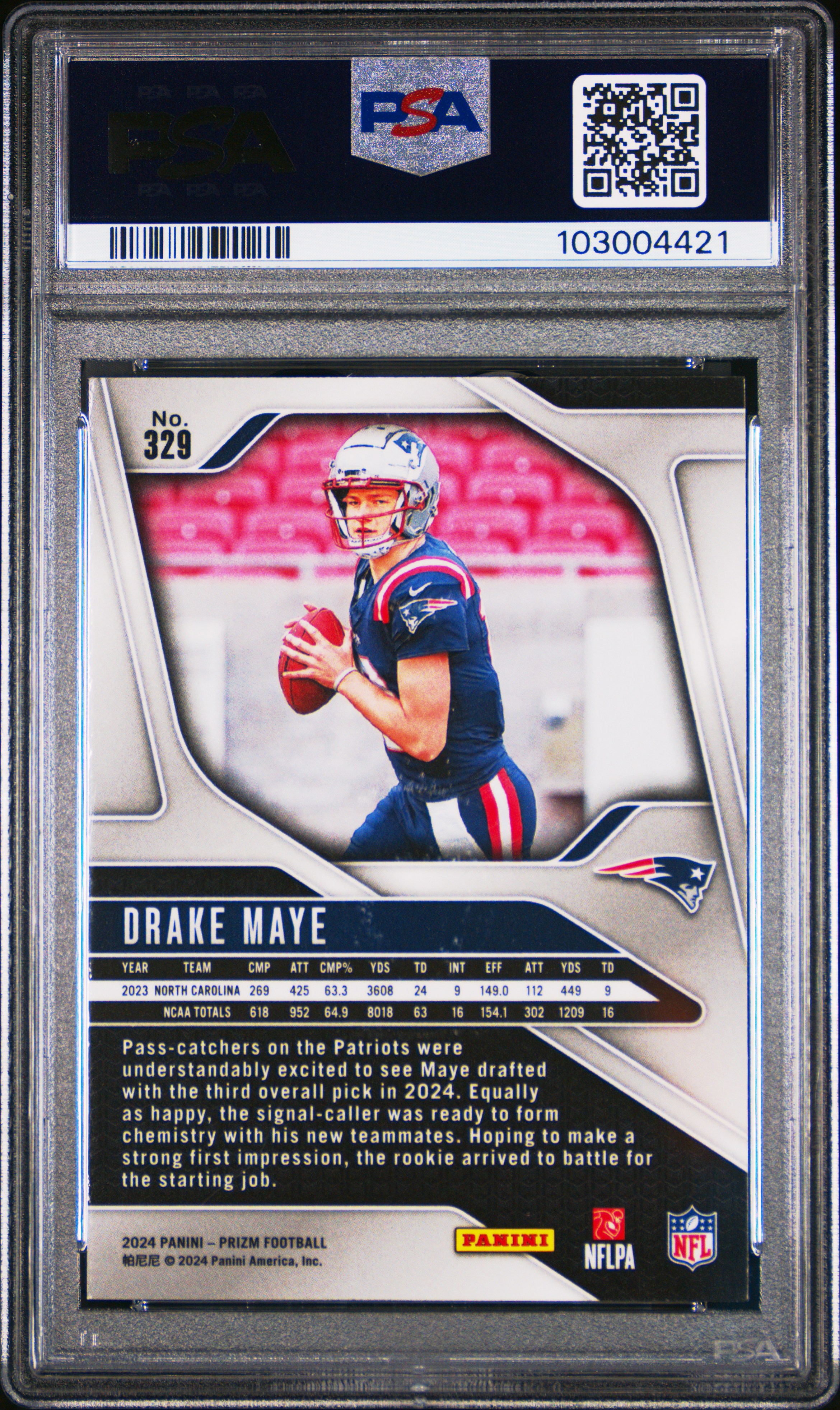 2024 Panini Prizm Drake Maye #329 Mint 9 back