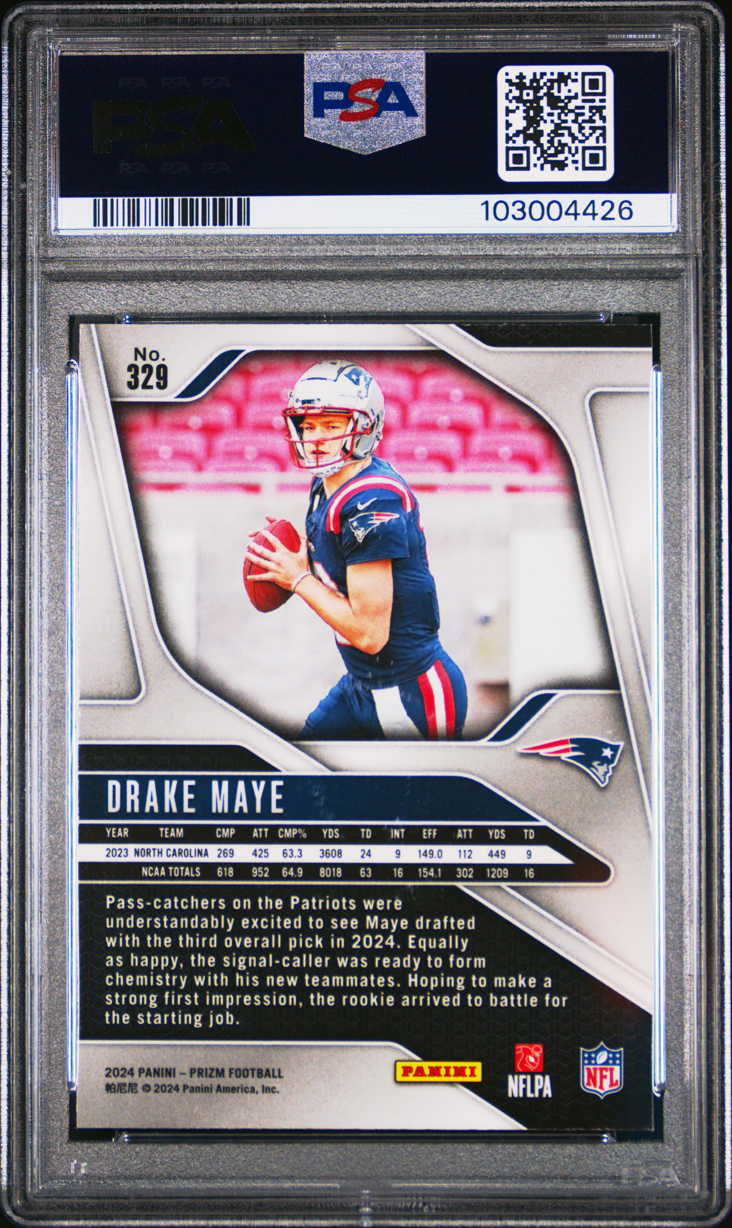 2024 Panini Prizm Drake Maye #329 Mint 9 back