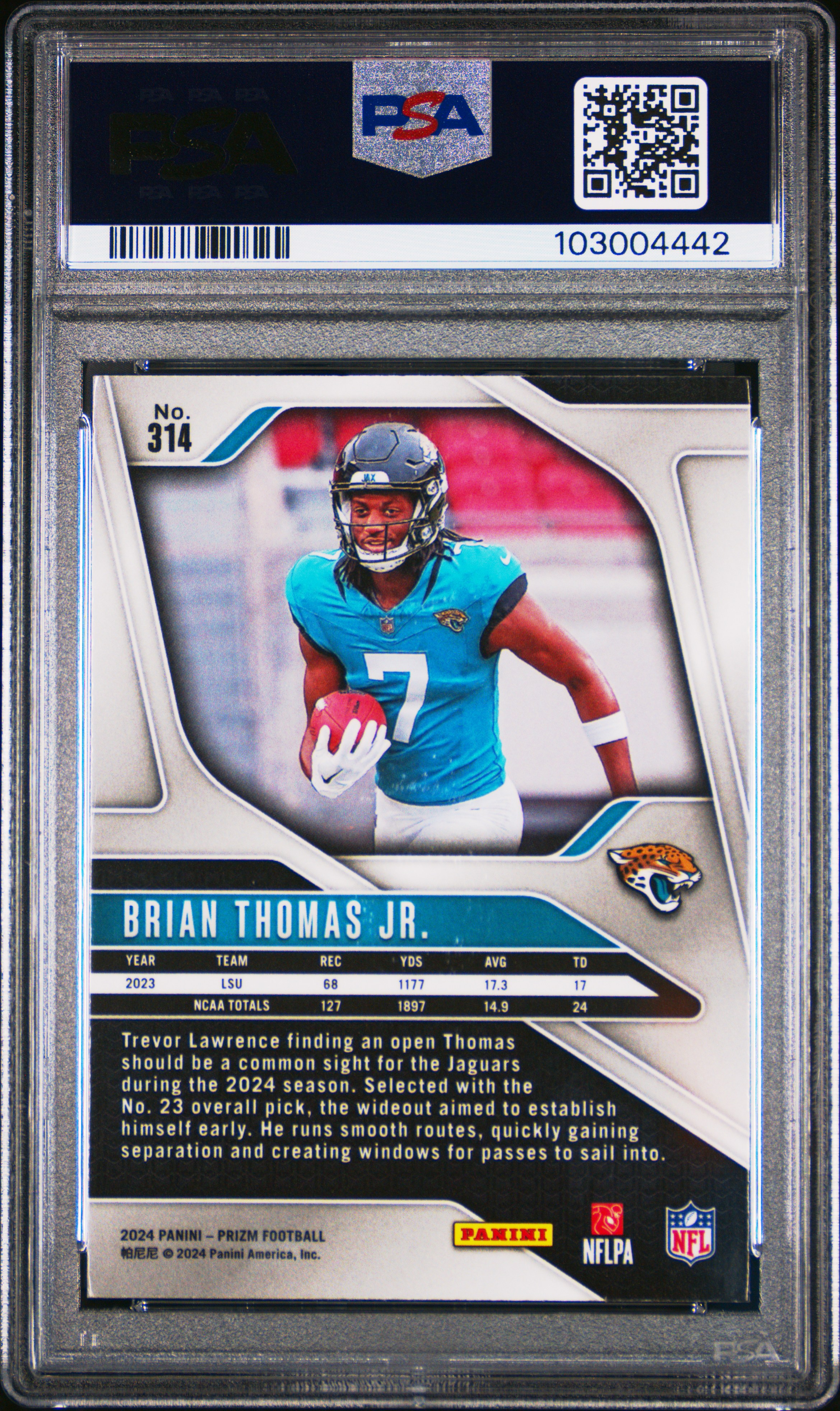 2024 Panini Prizm Brian Thomas Jr. #314 Mint 9 back
