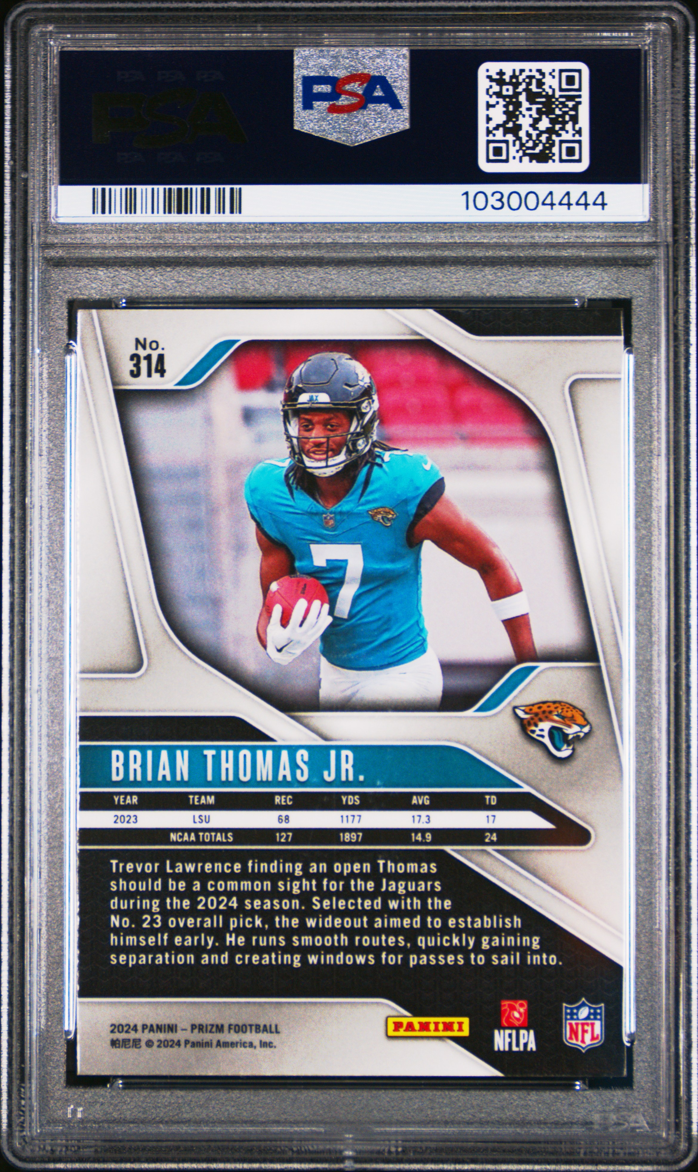 2024 Panini Prizm Brian Thomas Jr. #314 Mint 9 back