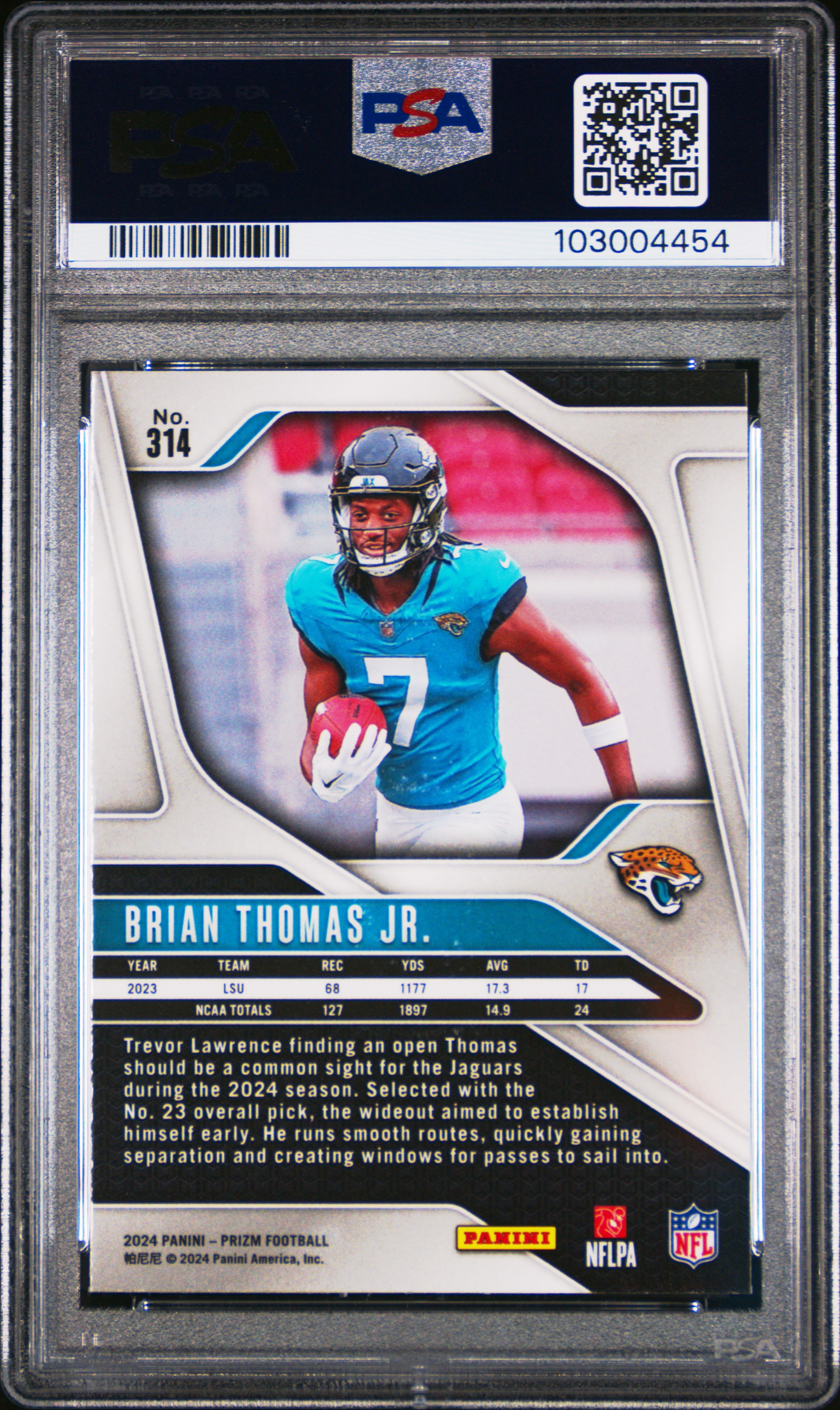 2024 Panini Prizm Brian Thomas Jr. #314 Mint 9 back