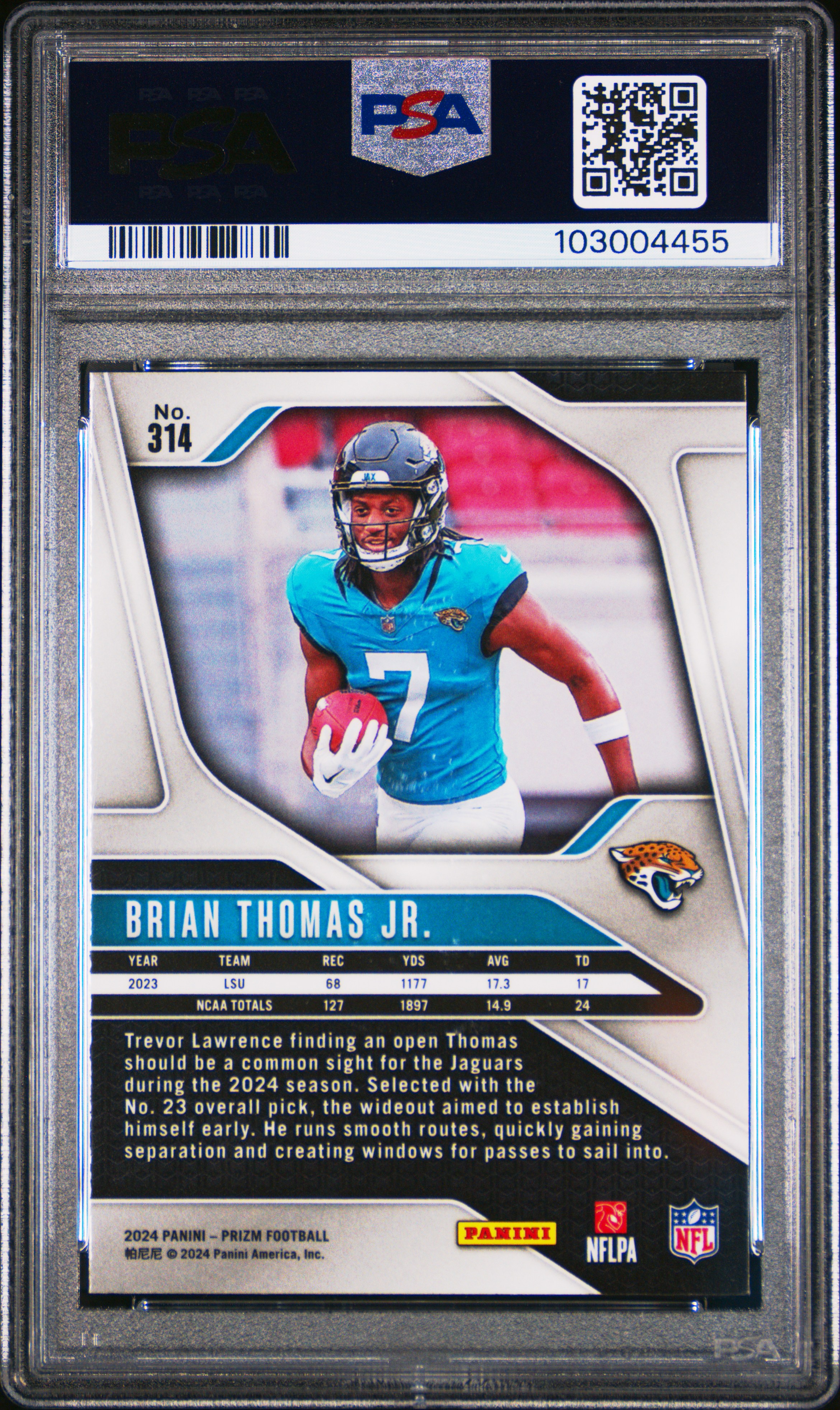 2024 Panini Prizm Brian Thomas Jr. #314 Mint 9 back