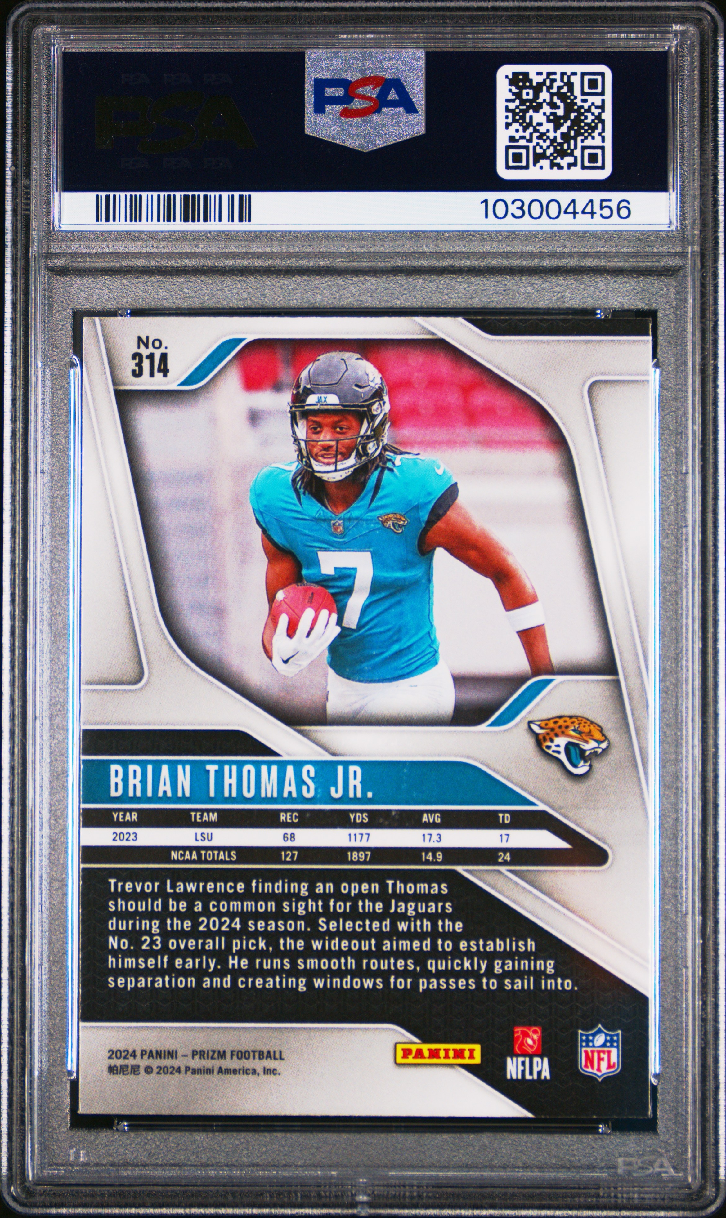 2024 Panini Prizm Brian Thomas Jr. #314 Mint 9 back