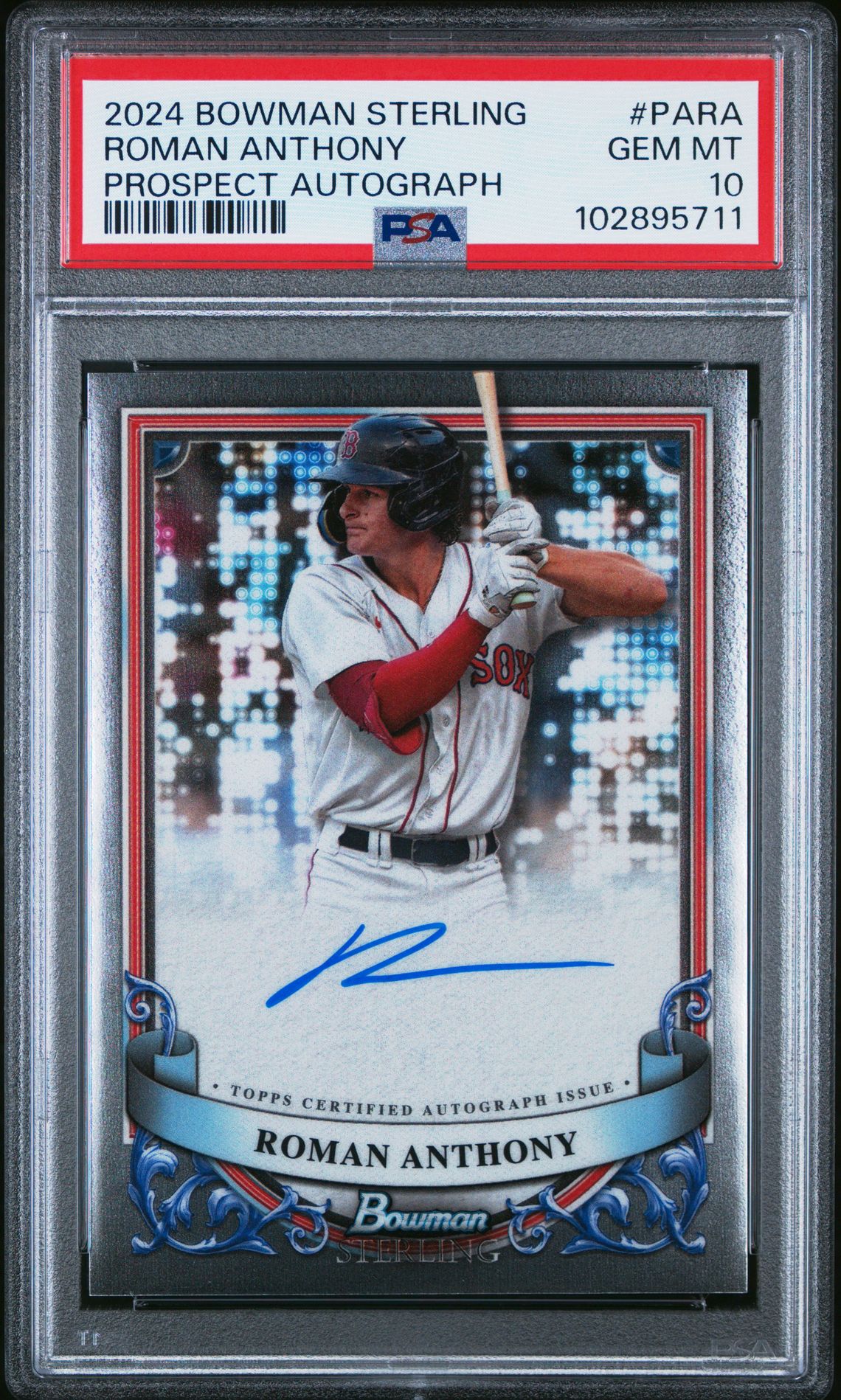 2024 Bowman Sterling Prospect Autographs Roman Anthony #Para Gem Mt 10 front