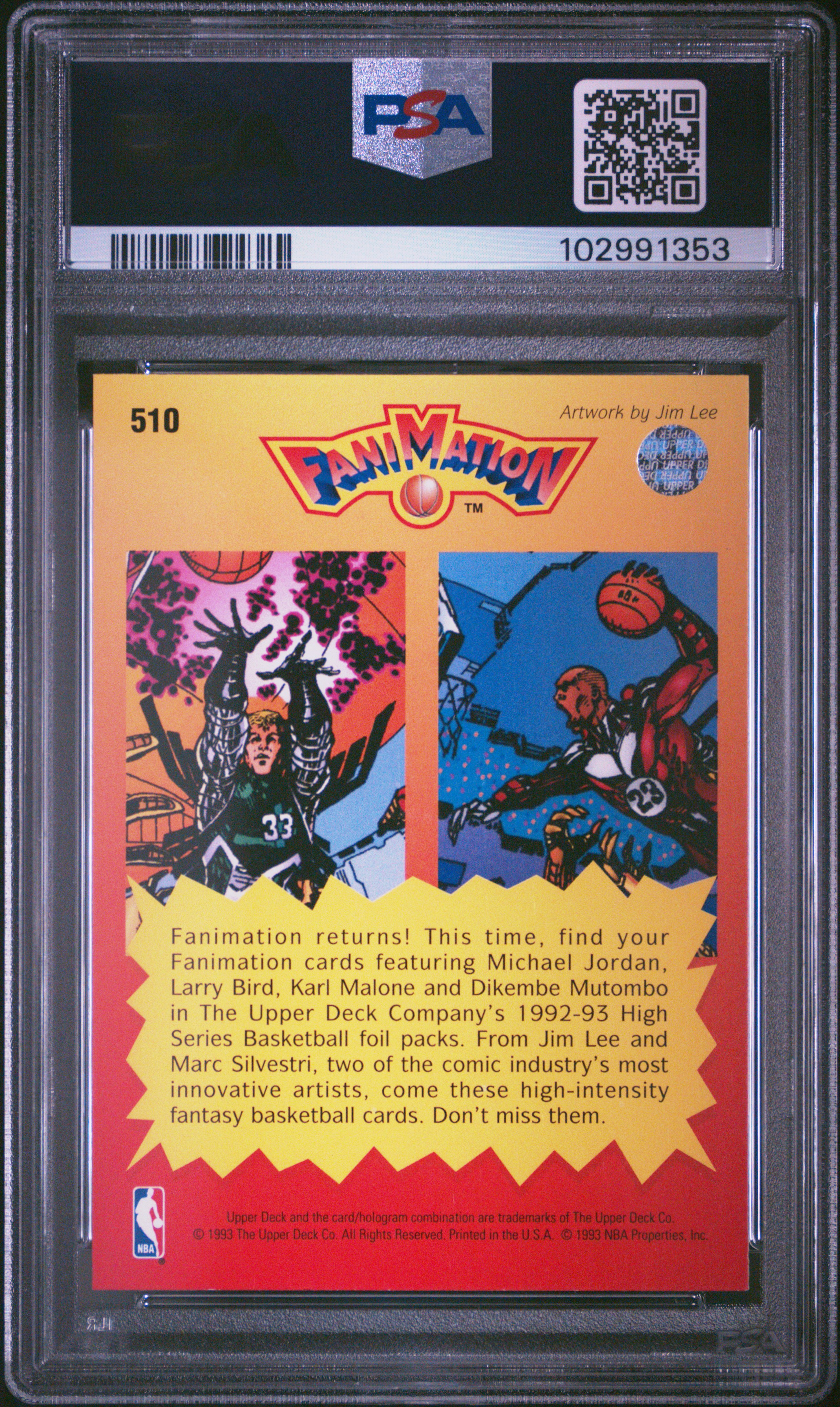 1992 Upper Deck M.jordan/L.bird #510 (Fanimation) Nm 7 back