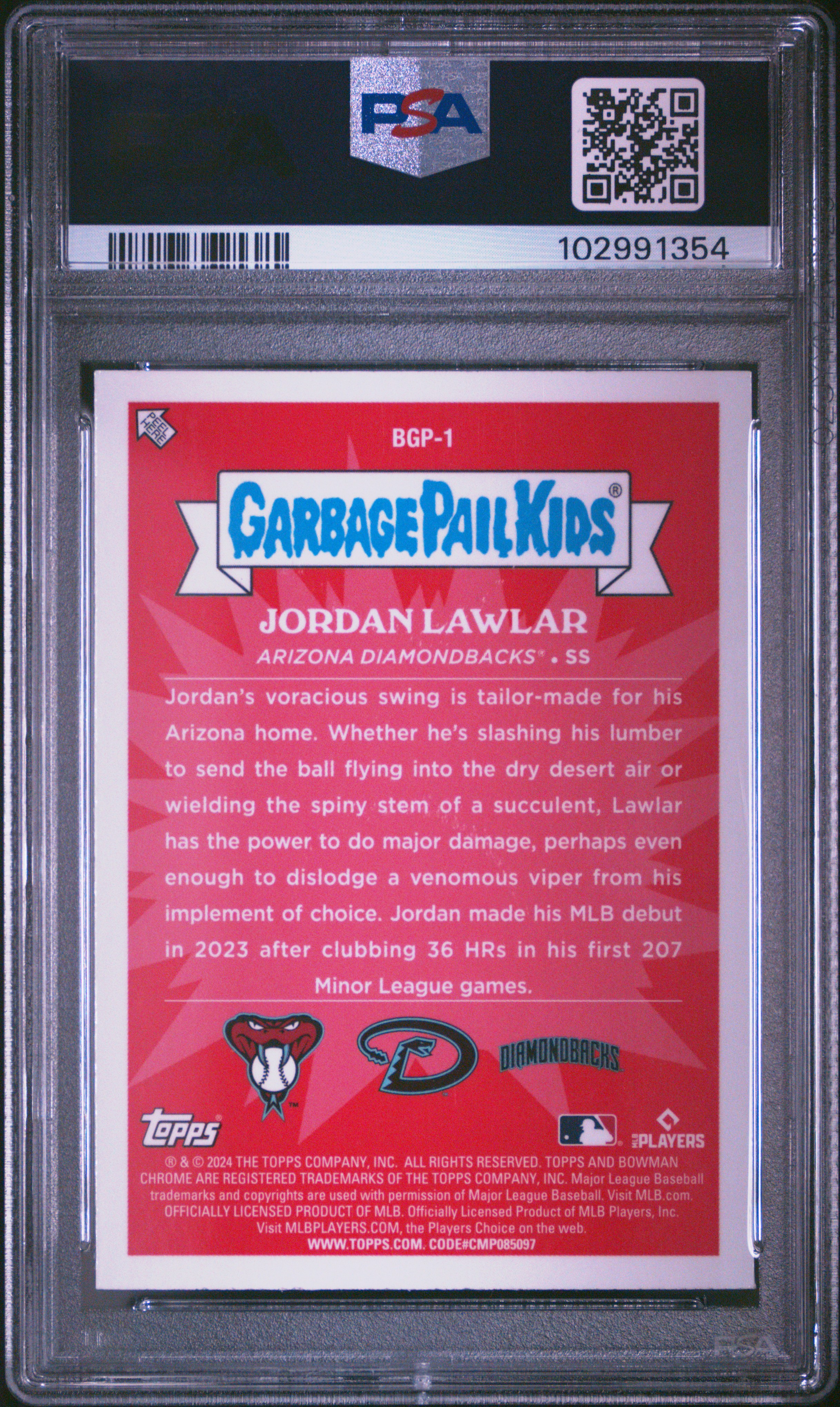 2024 Bowman Chrome Bowman Garbage Pail Kids Jagged Jordan #Bgp1 Mint 9 back