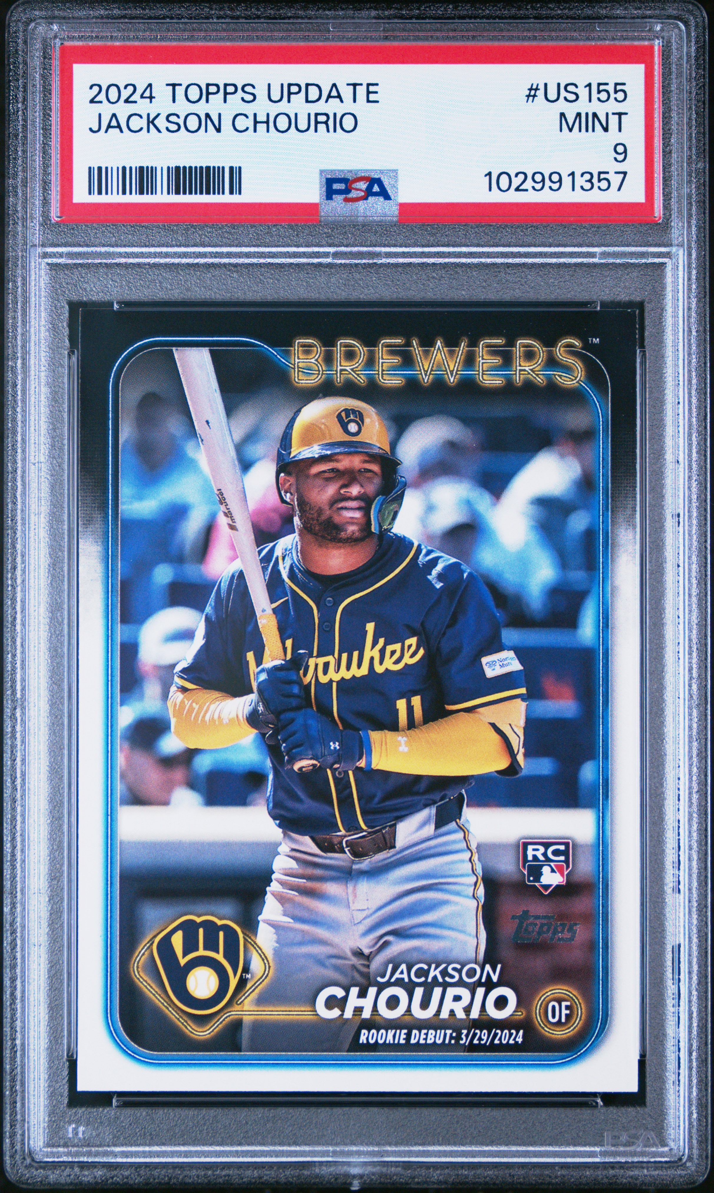 2024 Topps Update Jackson Chourio #Us155 Mint 9 front