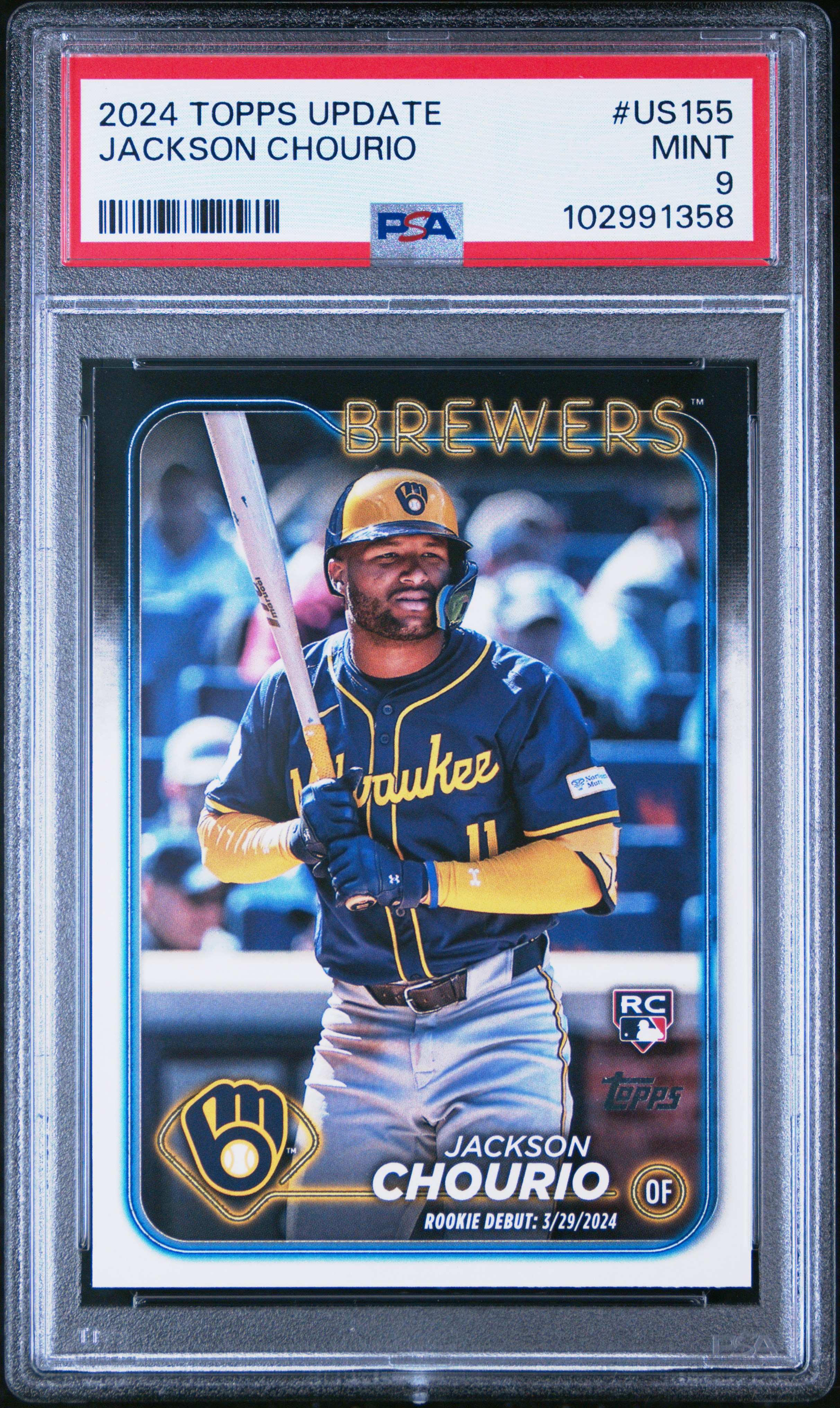 2024 Topps Update Jackson Chourio #Us155 Mint 9 front