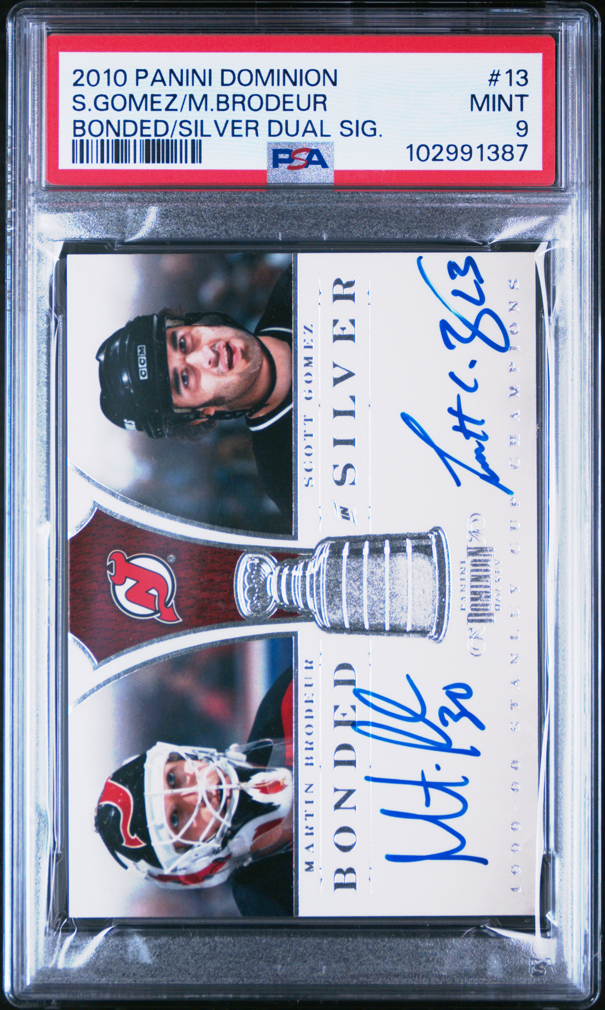 2010 Panini Dominion Bonded In Silver Dual Signatures S.gomez/M.brodeur #13 (Bonded/Silver Dual Sig.) Mint 9 front