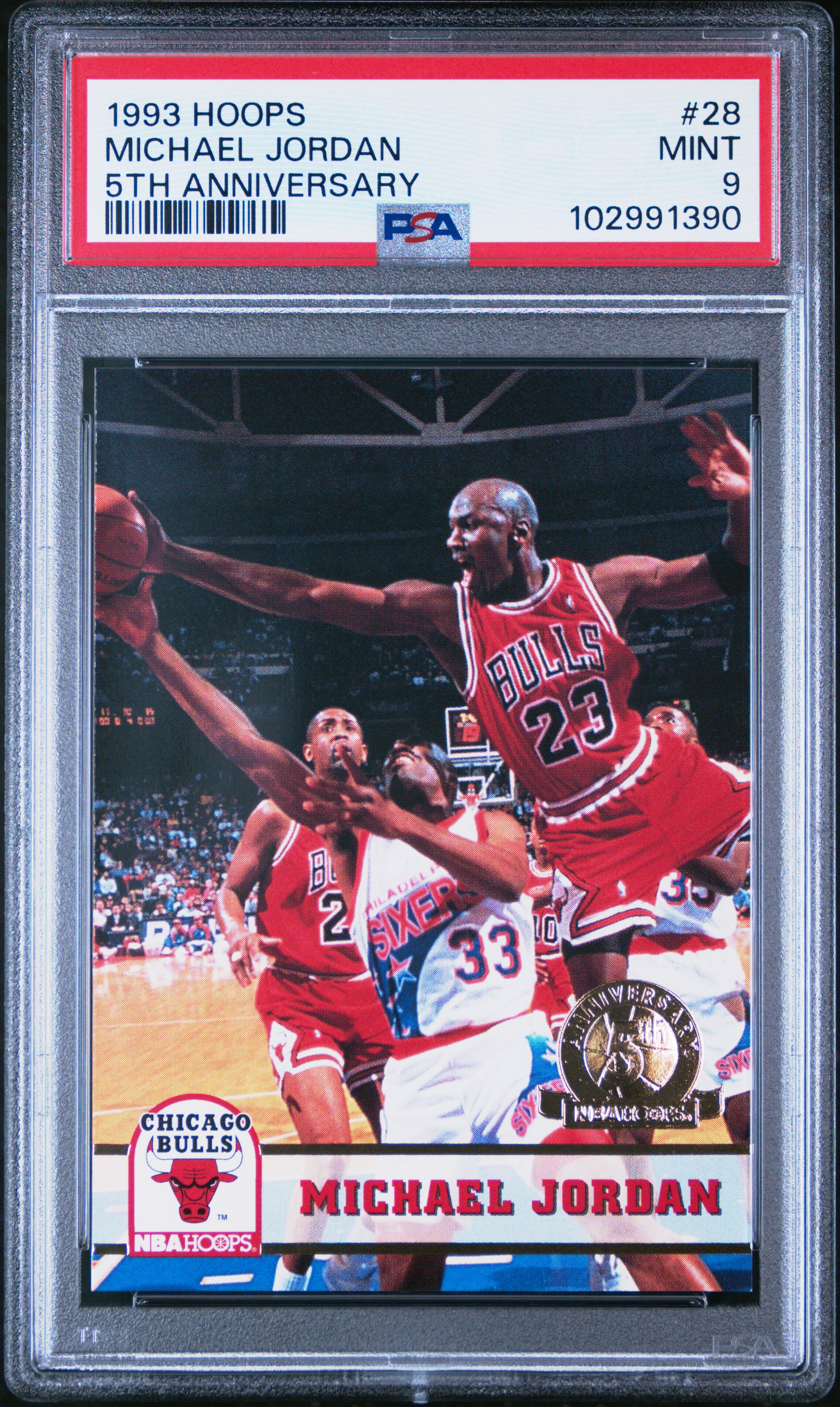 1993 Hoops Michael Jordan #28 (5Th Anniversary) Mint 9 front