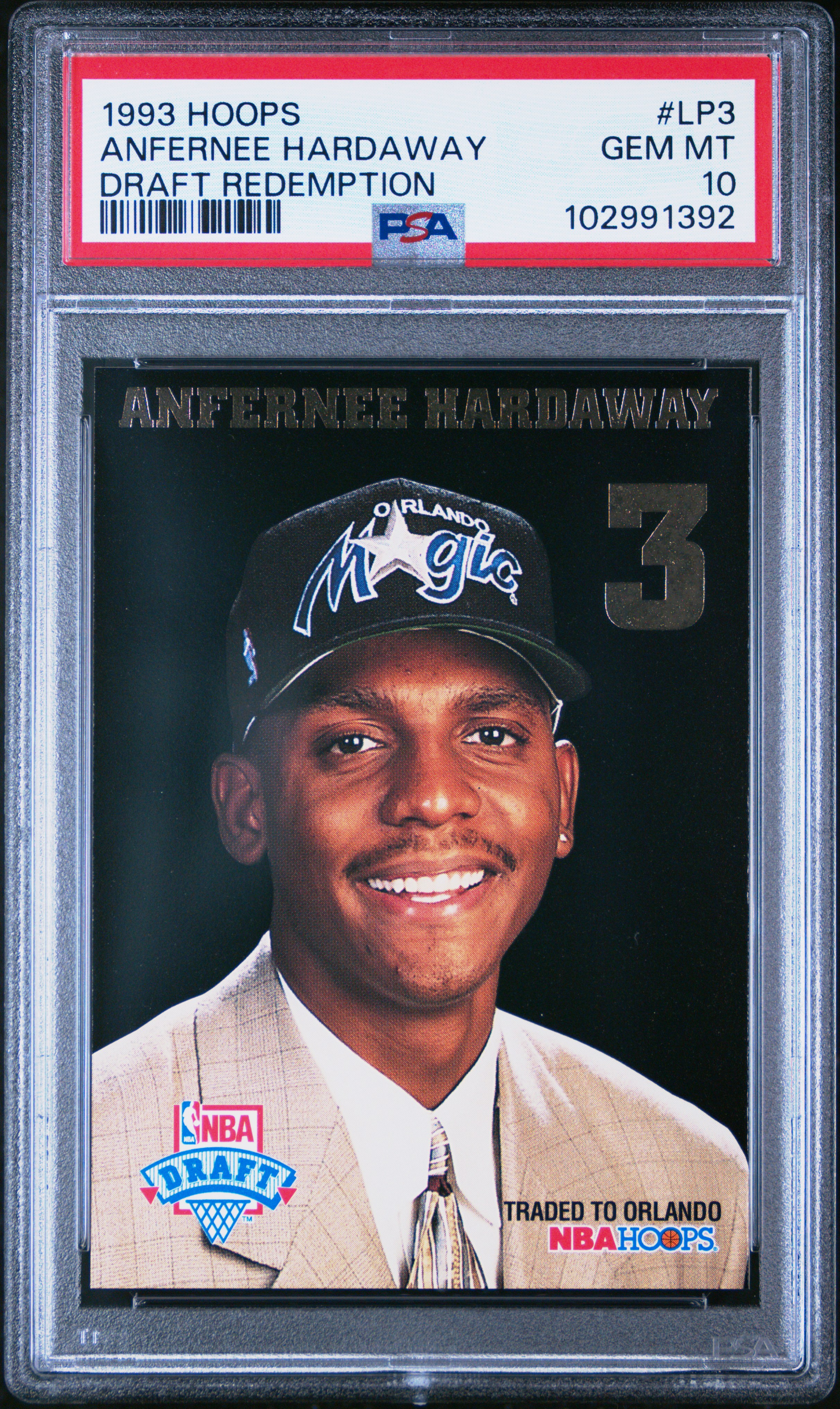 1993 Hoops Draft Redemption Anfernee Hardaway #Lp3 (Draft Redemption) Gem Mt 10 front