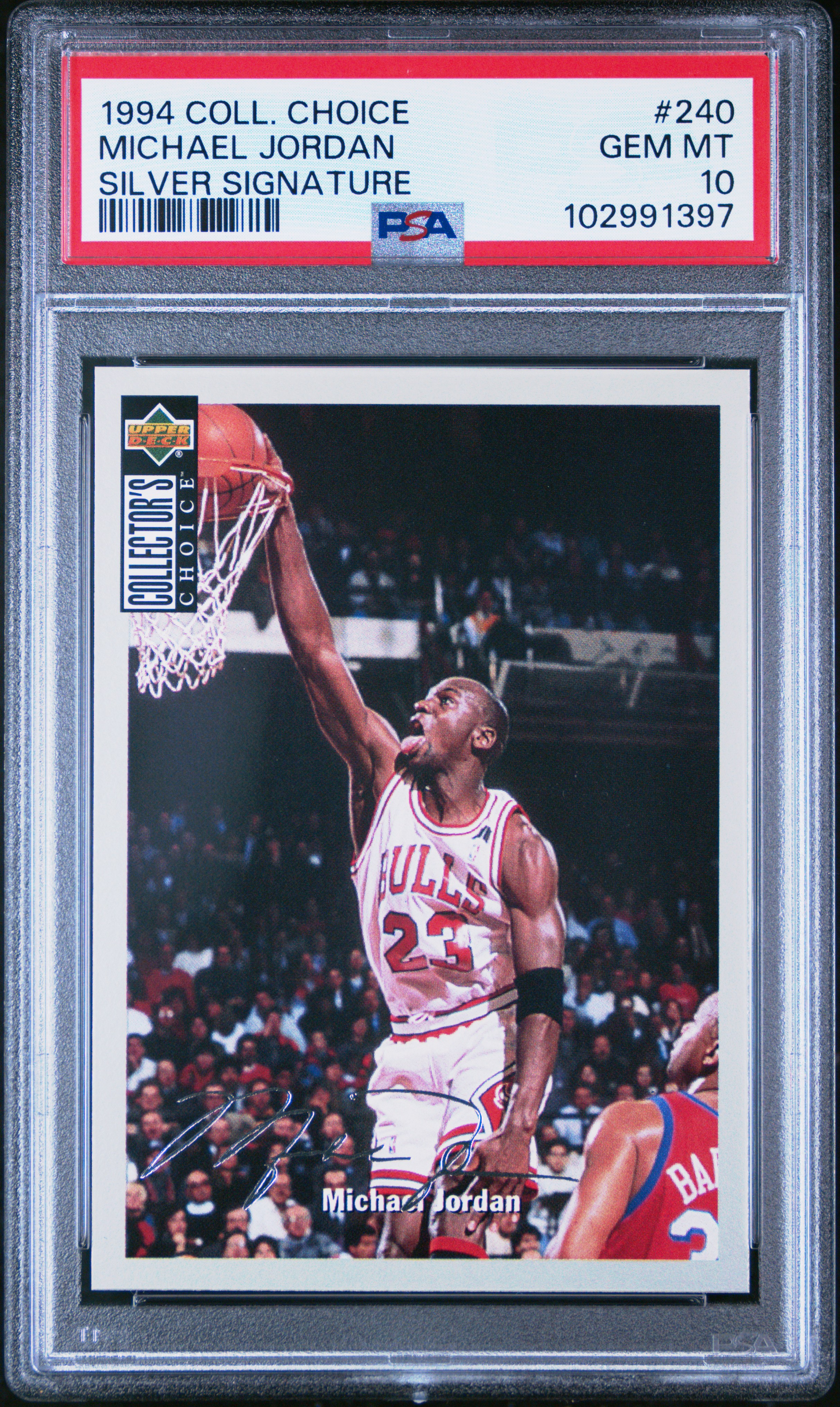 1994 Collector's Choice Michael Jordan #240 (Silver Signature) Gem Mt 10 front
