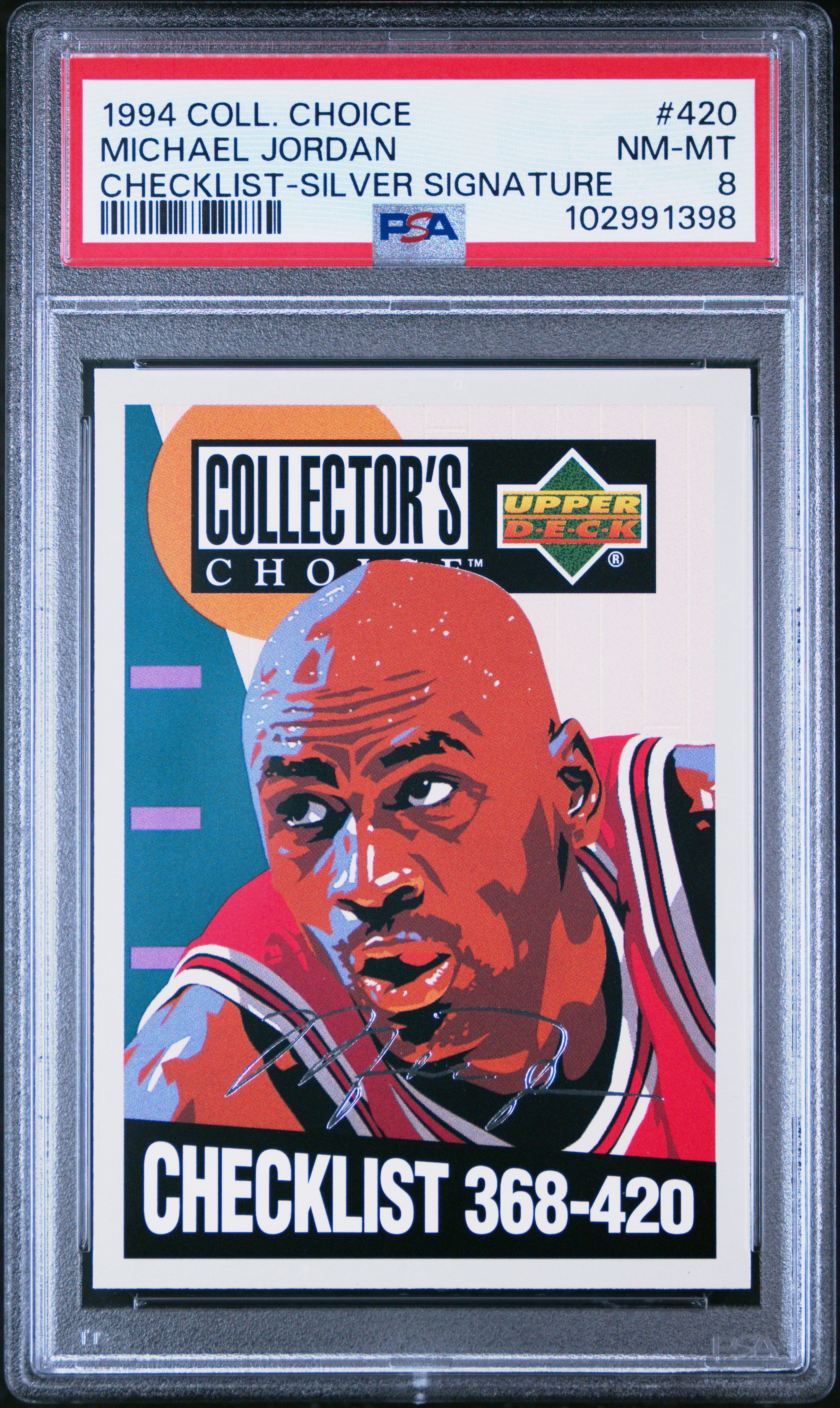 1994 Collector's Choice Michael Jordan #420 (Checklist-Silver Signature) Nm-Mt 8 front