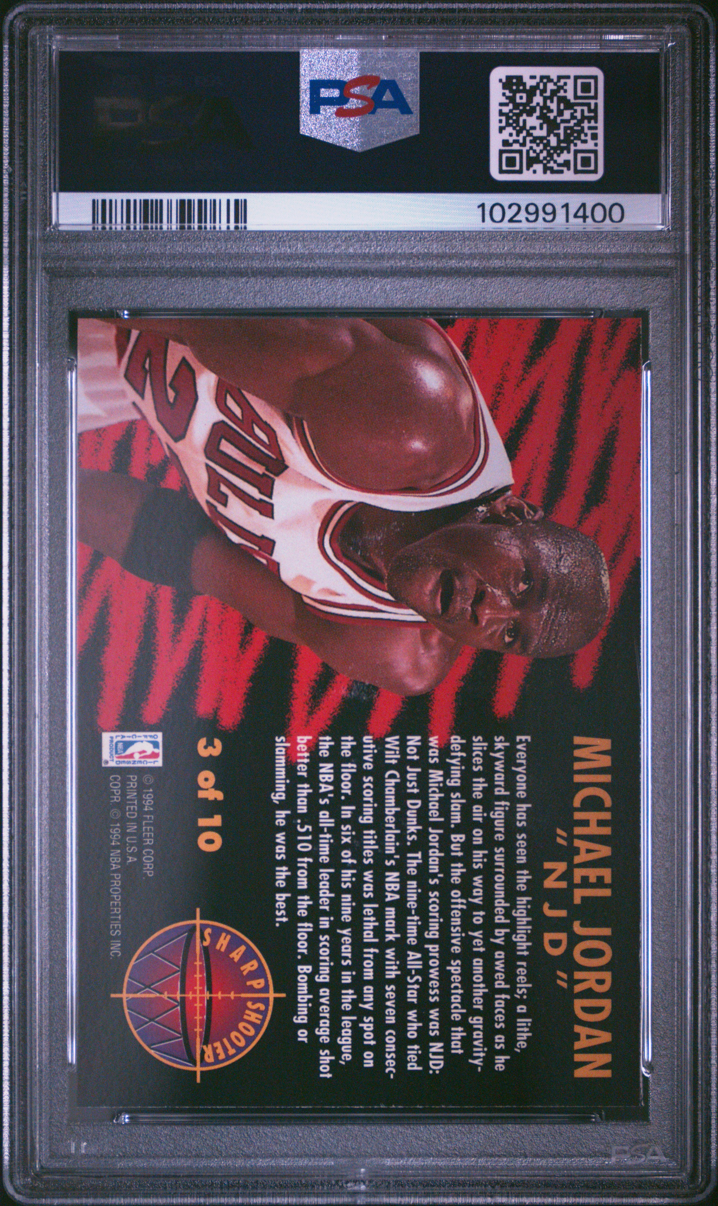 1993 Fleer Sharpshooter Michael Jordan #3 (Sharpshooter) Nm-Mt 8 back