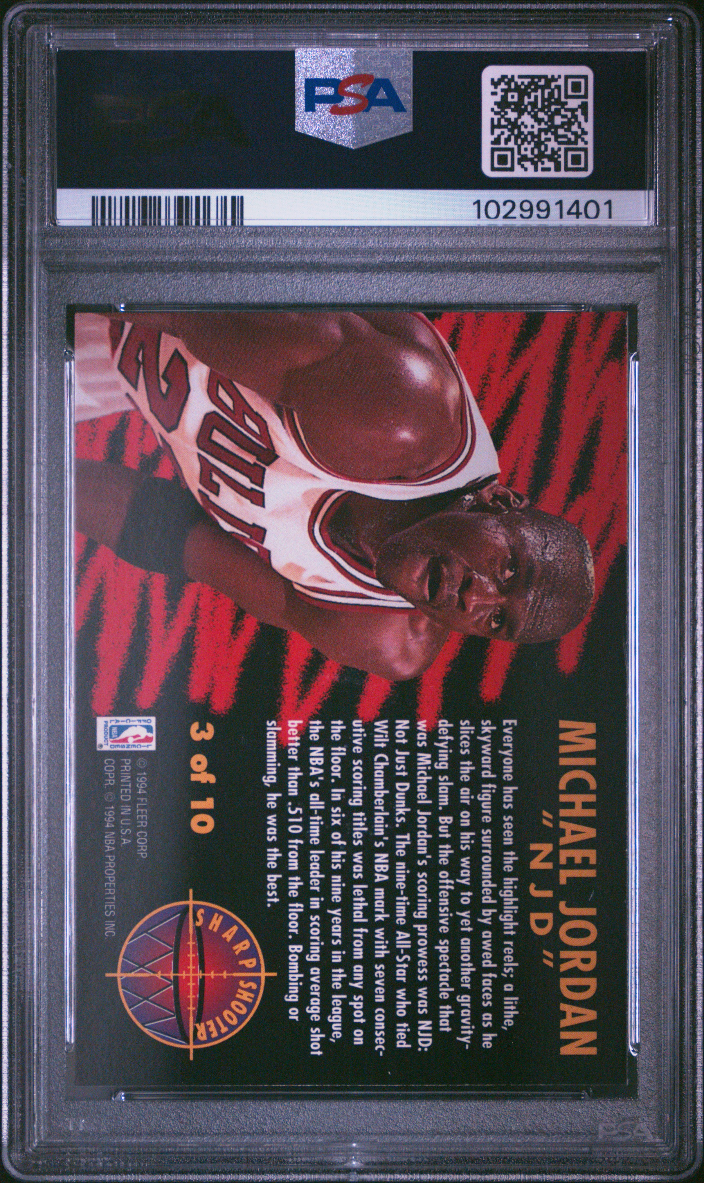 1993 Fleer Sharpshooter Michael Jordan #3 (Sharpshooter) Nm-Mt 8 back