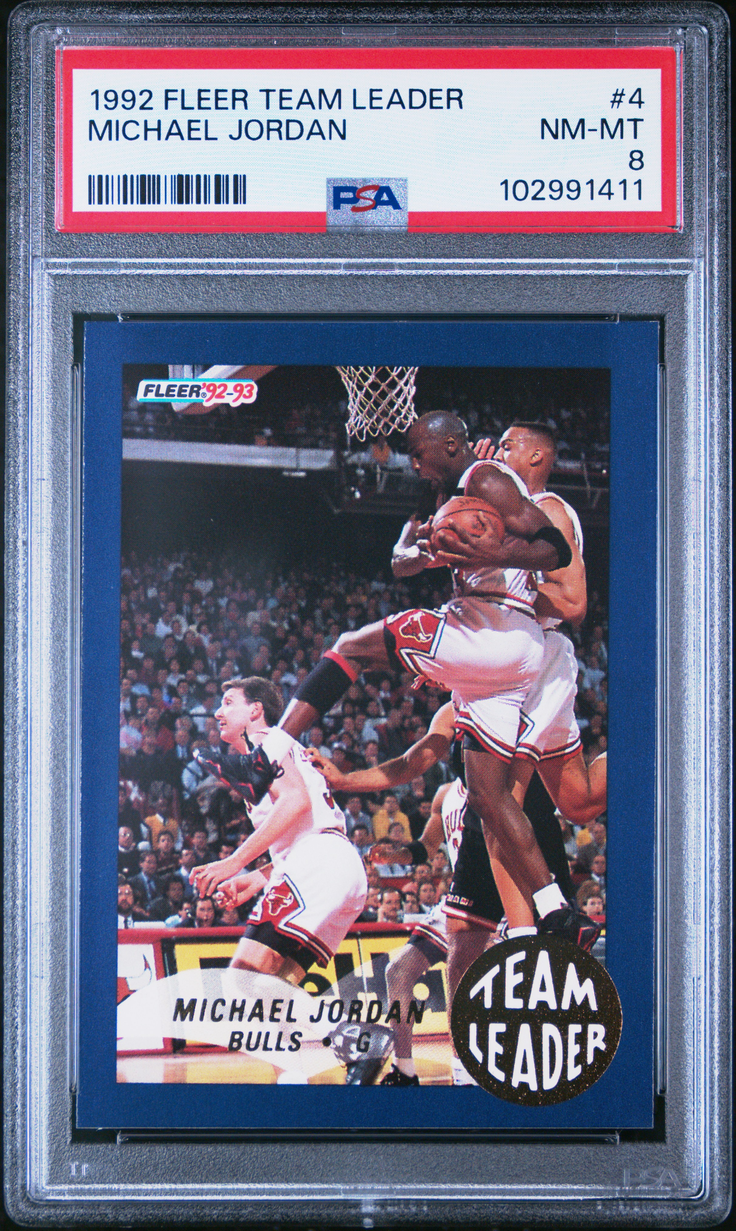 1992 Fleer Team Leaders Michael Jordan #4 Nm-Mt 8 front
