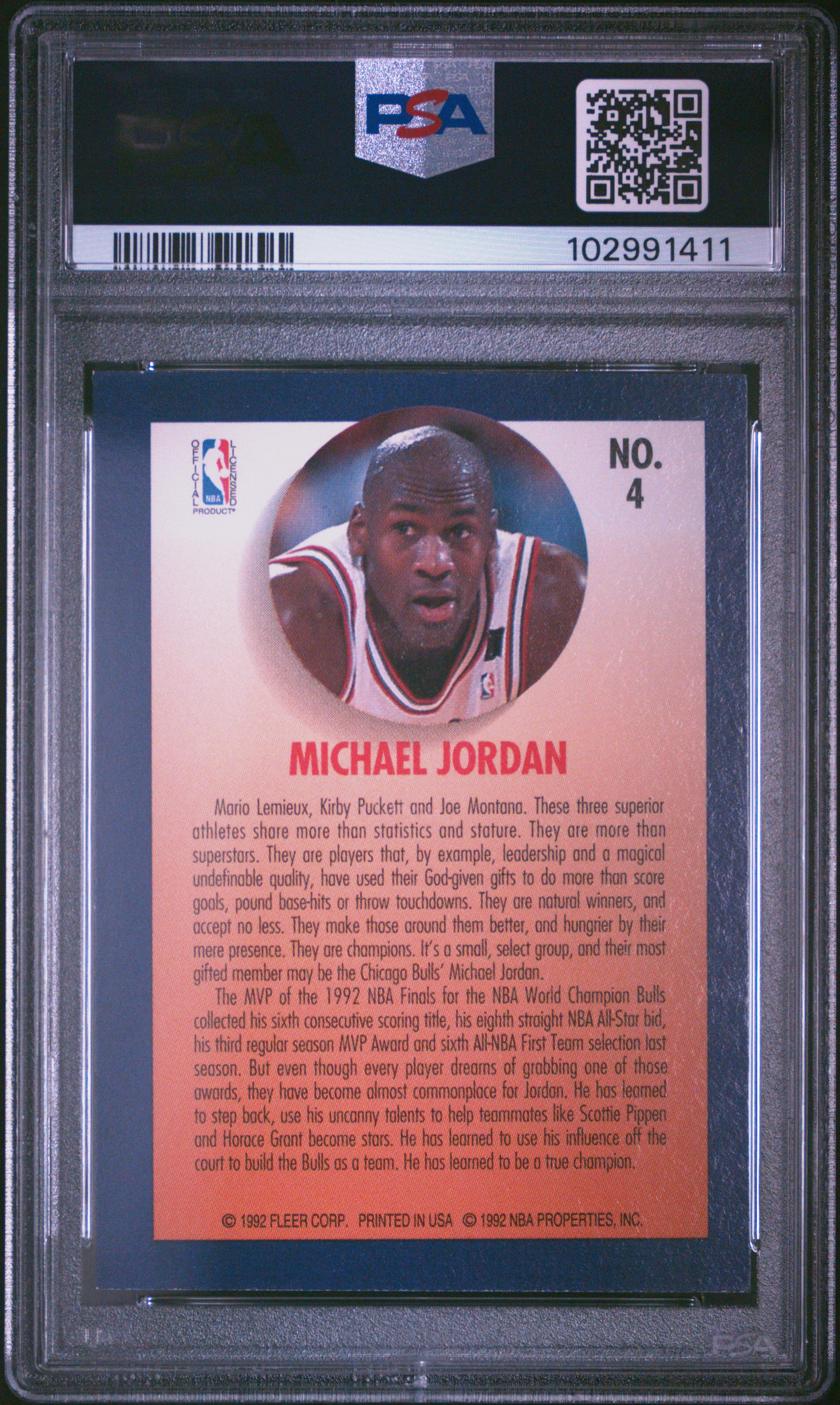 1992 Fleer Team Leaders Michael Jordan #4 Nm-Mt 8 back
