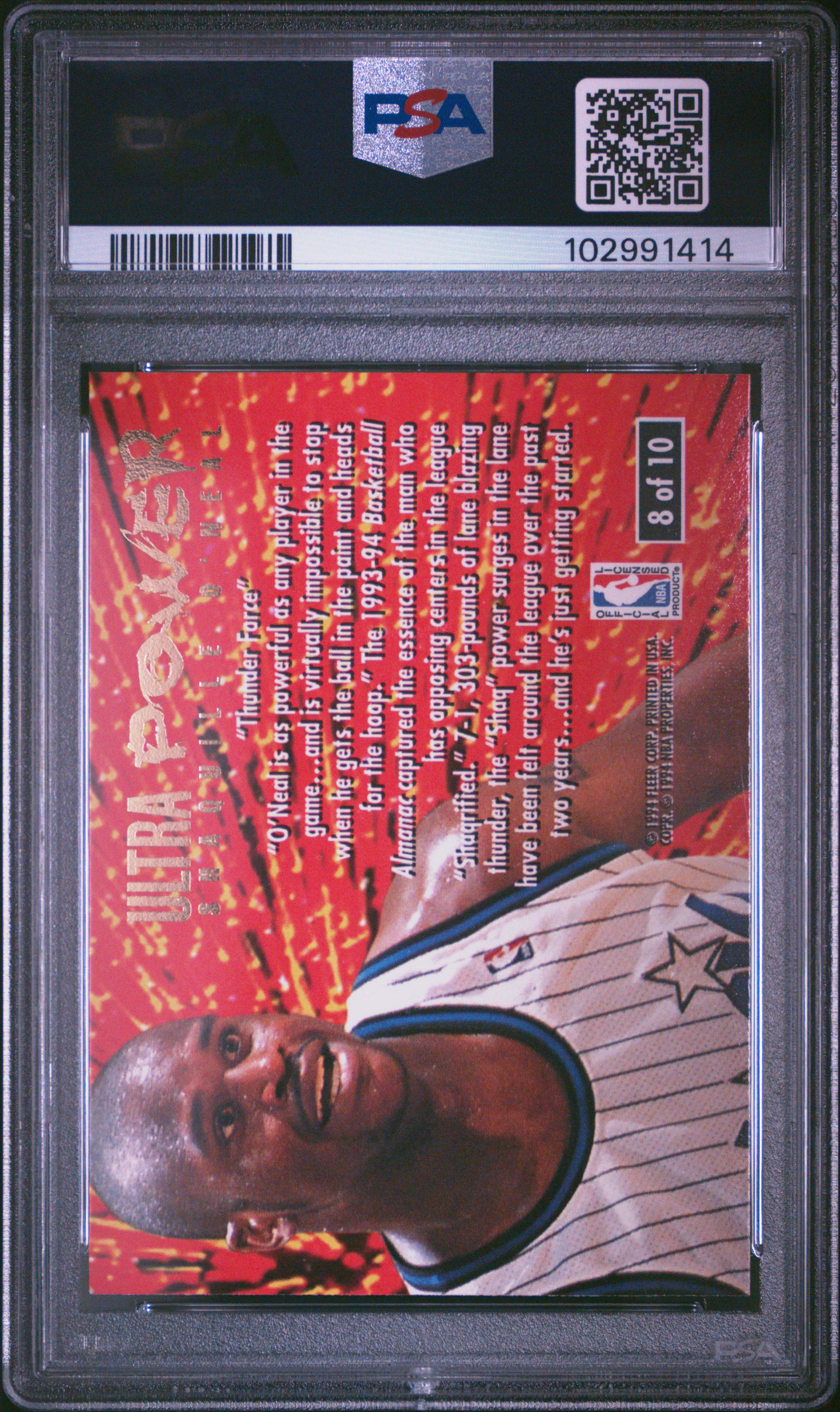 1994 Ultra Power Shaquille O'neal #8 Nm-Mt 8 back