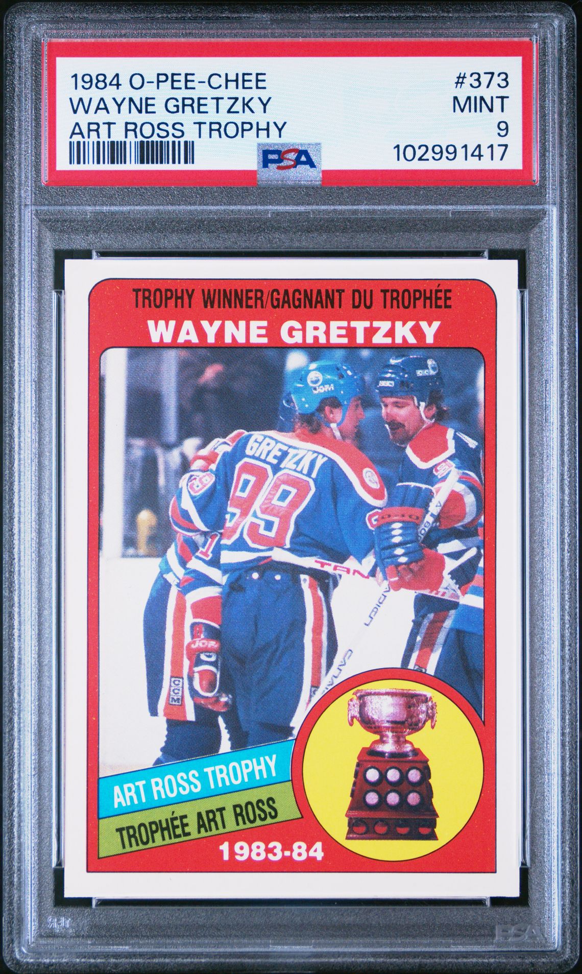1984 O-Pee-Chee Wayne Gretzky #373 (Art Ross Trophy) Mint 9 front