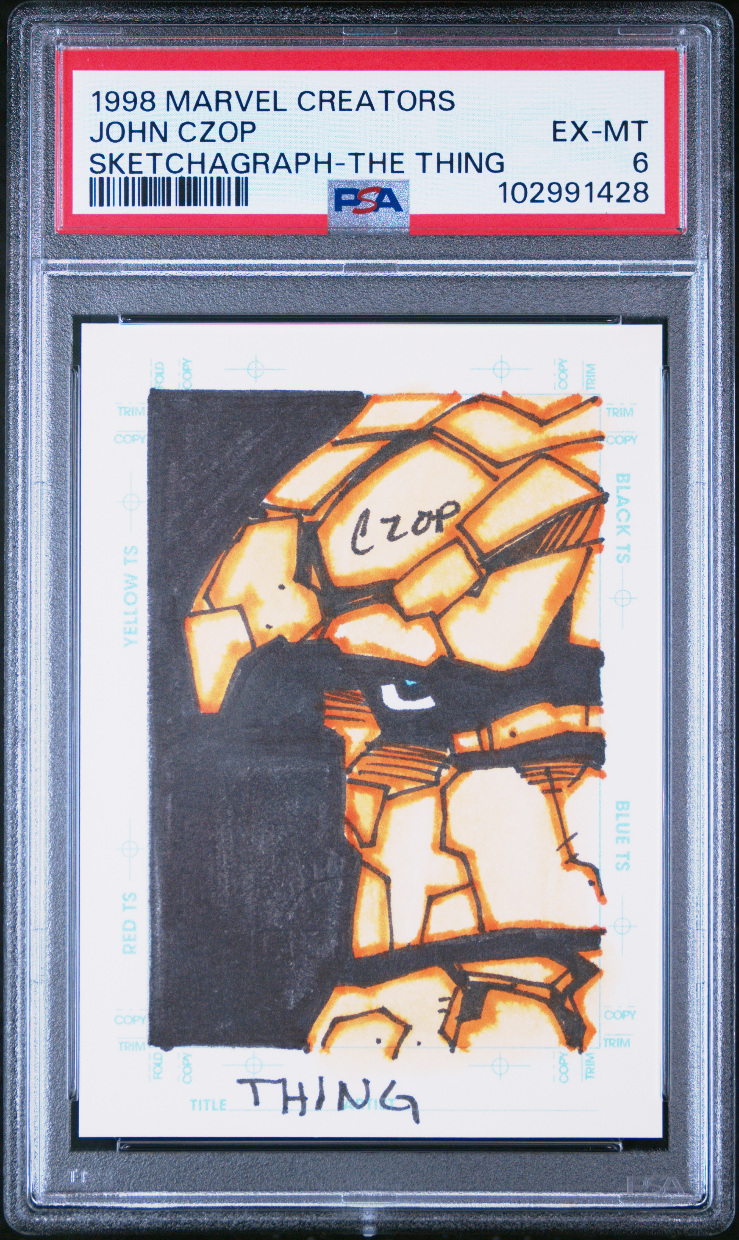 1998 Marvel Creators Collection Sketchagraph Sketch Cards John Czop (Sketchagraph-The Thing) Ex-Mt 6 front