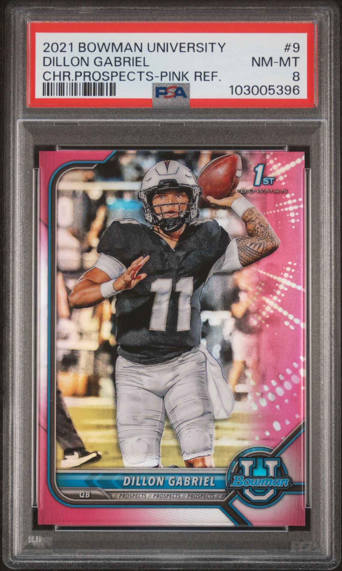 2021 Bowman University Chrome Prospects Dillon Gabriel #9 (Chr.prospects-Pink Ref.) Nm-Mt 8 front