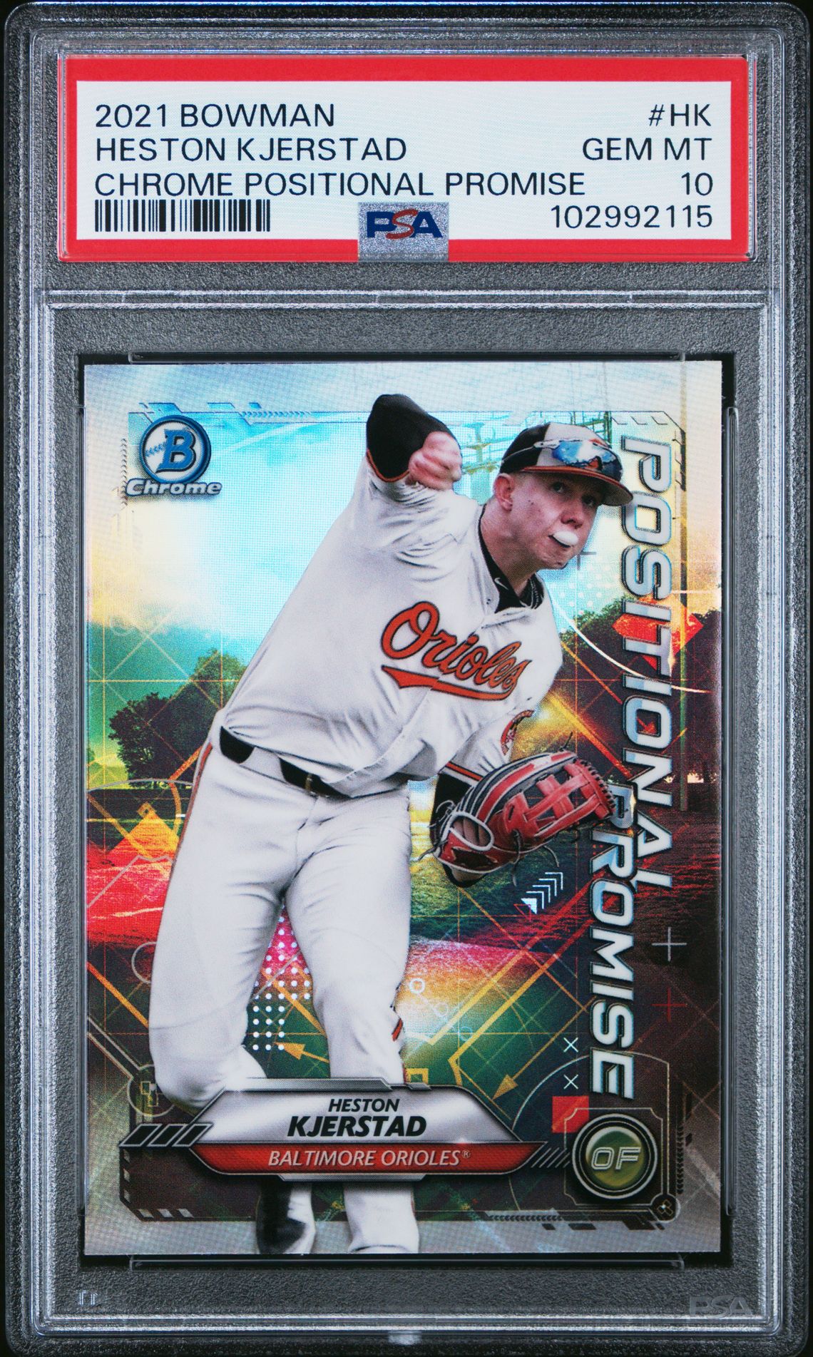 2021 BOWMAN CHROME POSITIONAL PROMISE HESTON KJERSTAD CHROME POSITIONAL PROMISE HK GEM MT 10 front