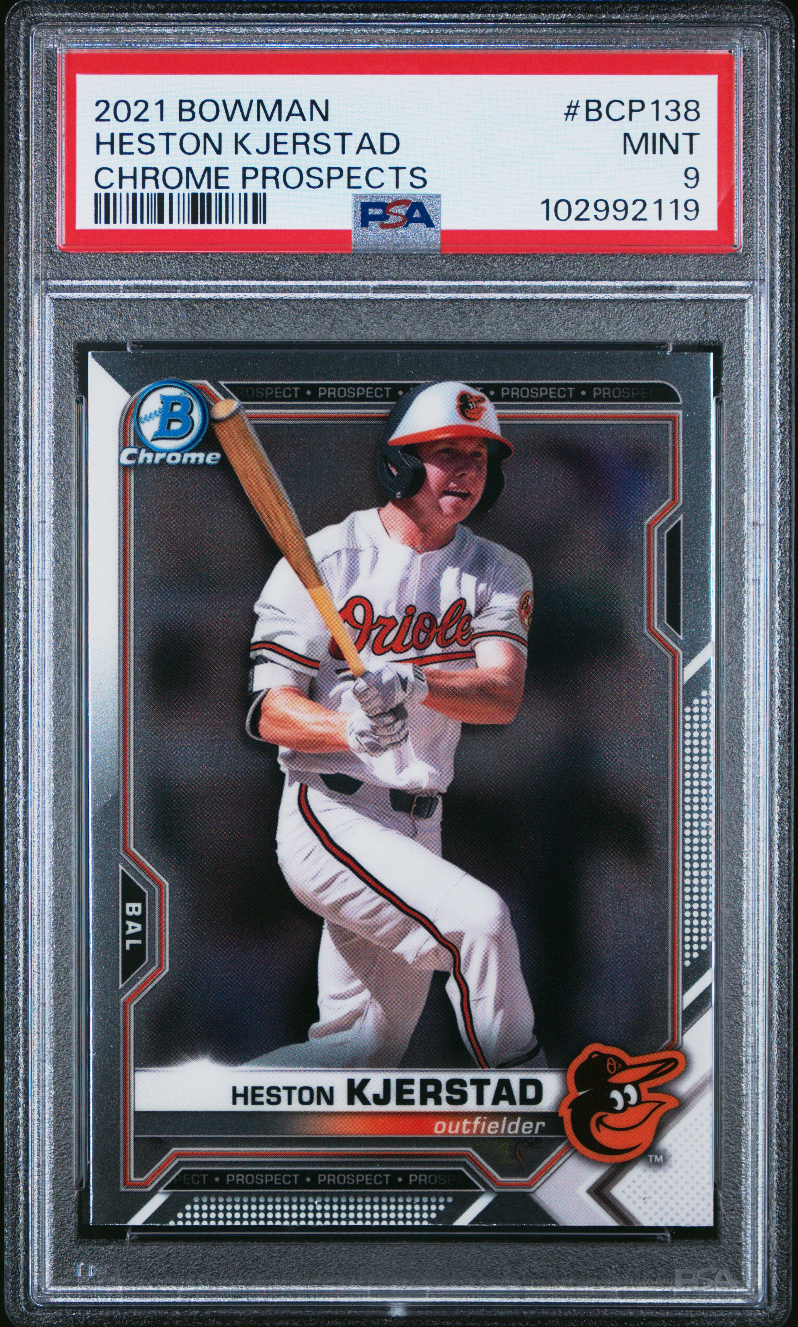 2021 Bowman Chrome Prospects Heston Kjerstad #Bcp138 (Chrome Prospects) Mint 9 front