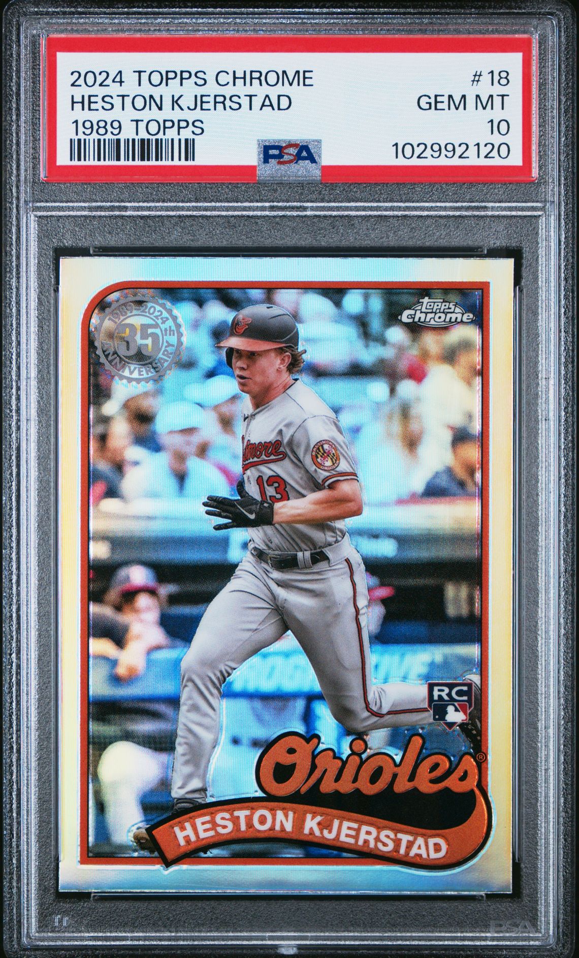 2024 Topps Chrome 1989 Topps Baseball Heston Kjerstad #18 Gem Mt 10 front view - PSA graded GEM MT 10