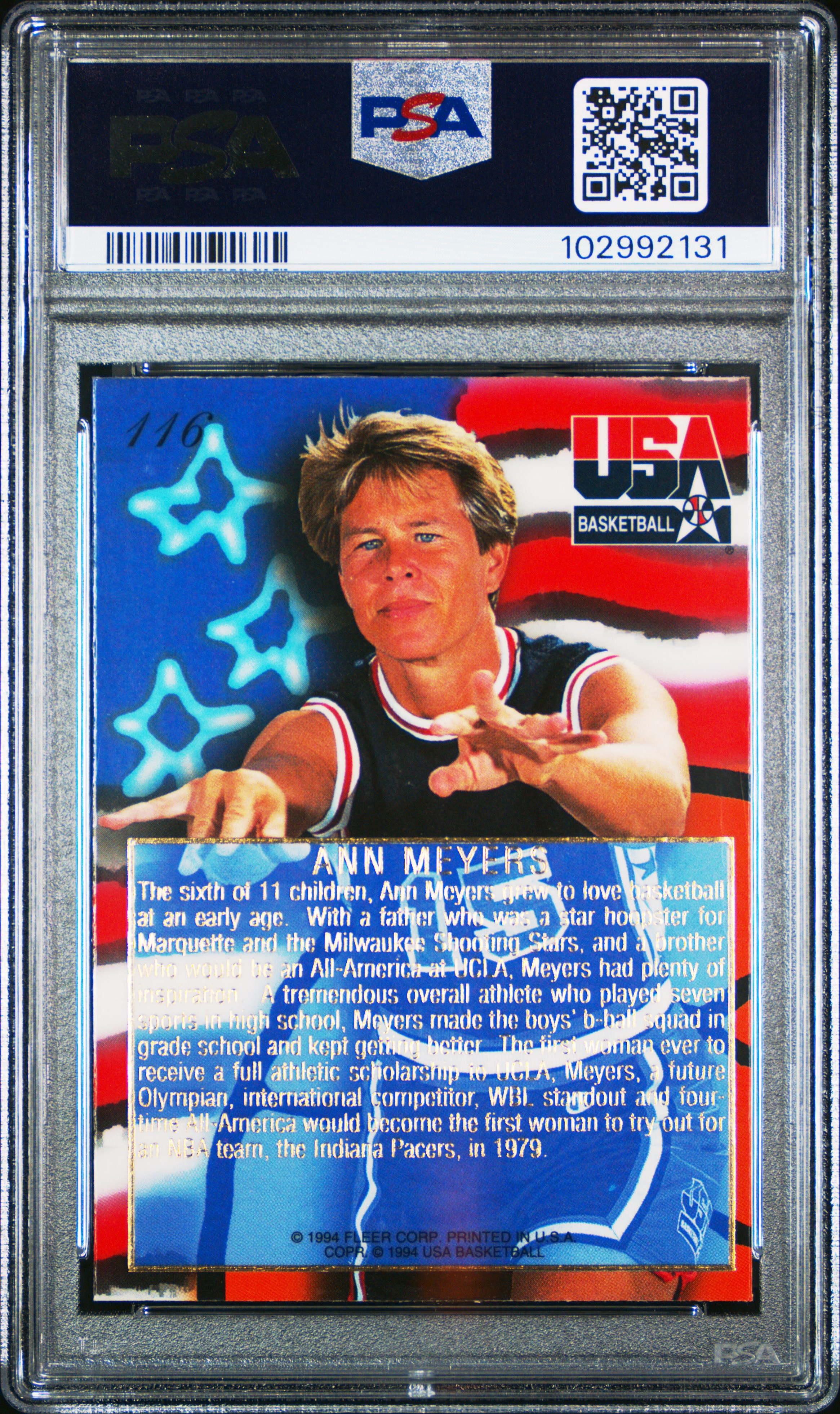 1994 Flair Usa Basketball Ann Meyers #116 Nm-Mt 8 back