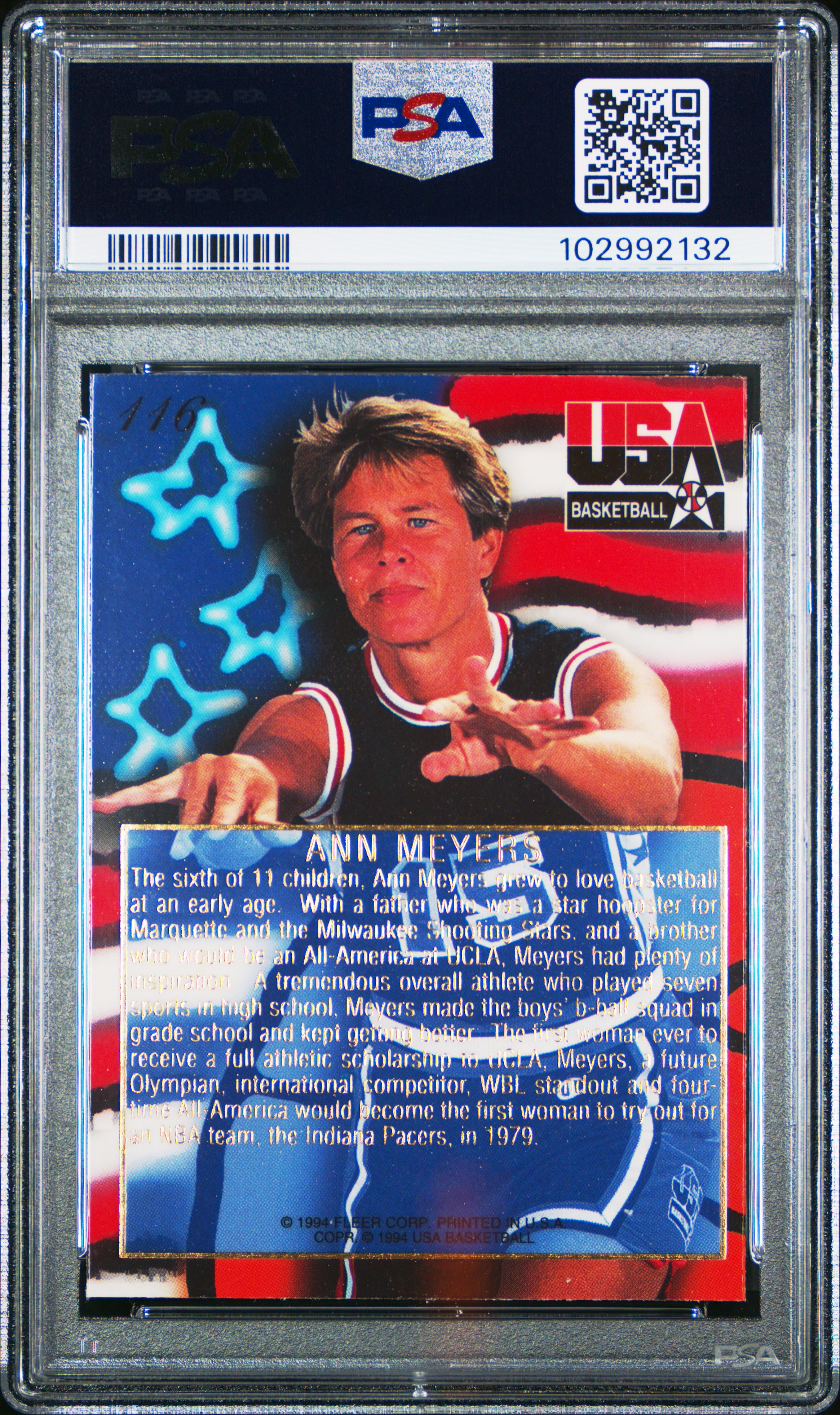 1994 Flair Usa Basketball Ann Meyers #116 Mint 9 back