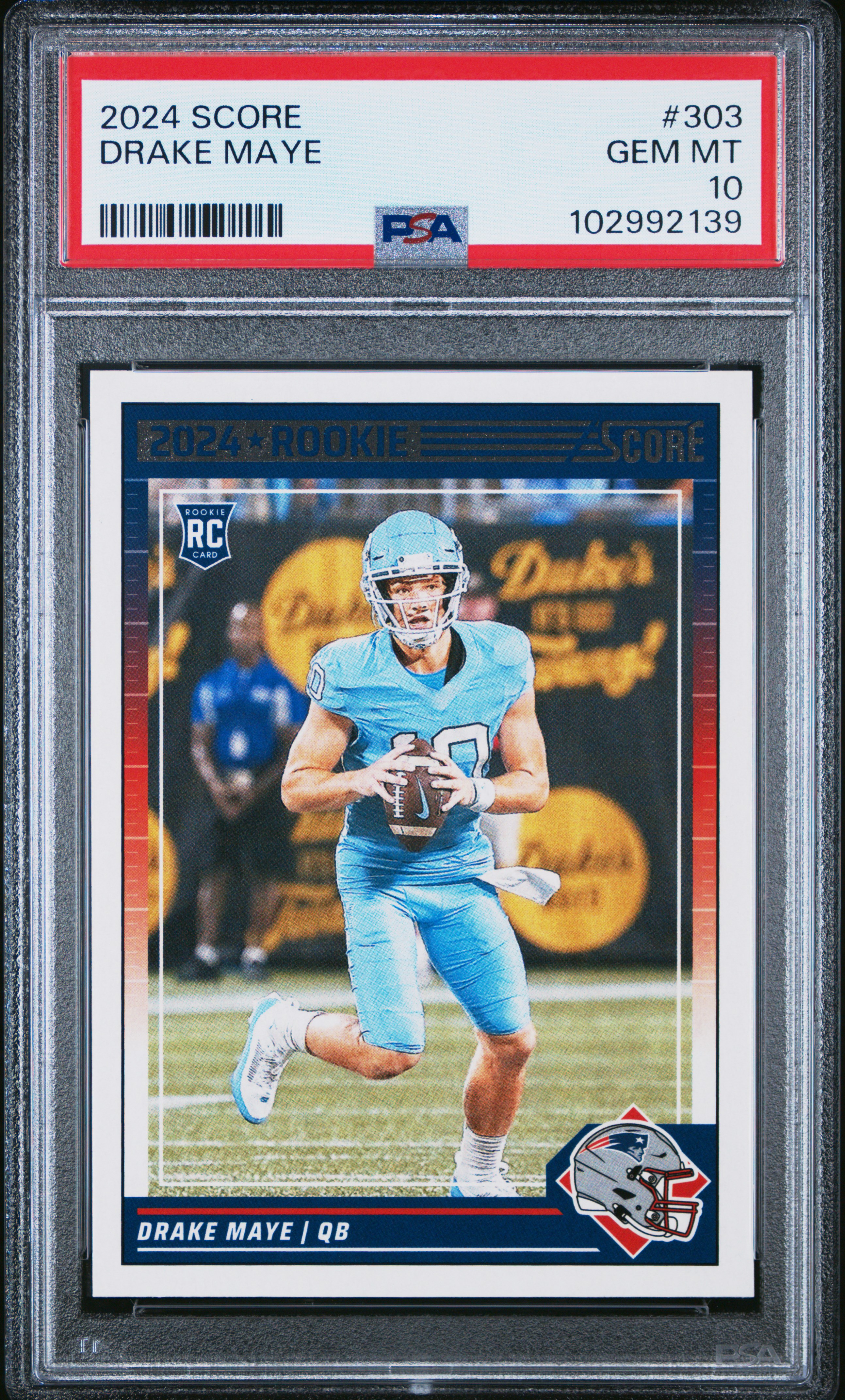 2024 Panini Score Drake Maye #303 Gem Mt 10 front