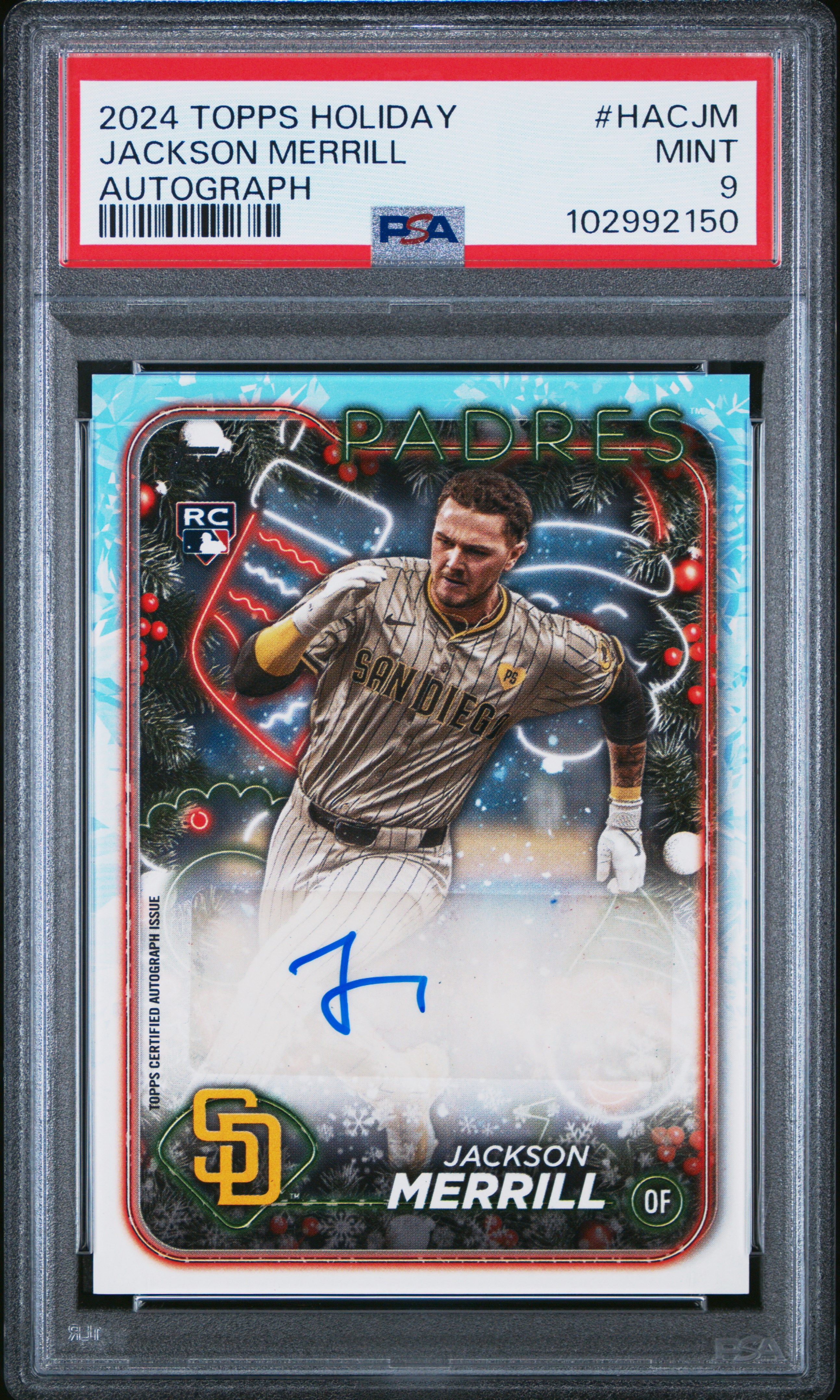 2024 Topps Holiday Autographs Jackson Merrill #Hacjm Mint 9 front