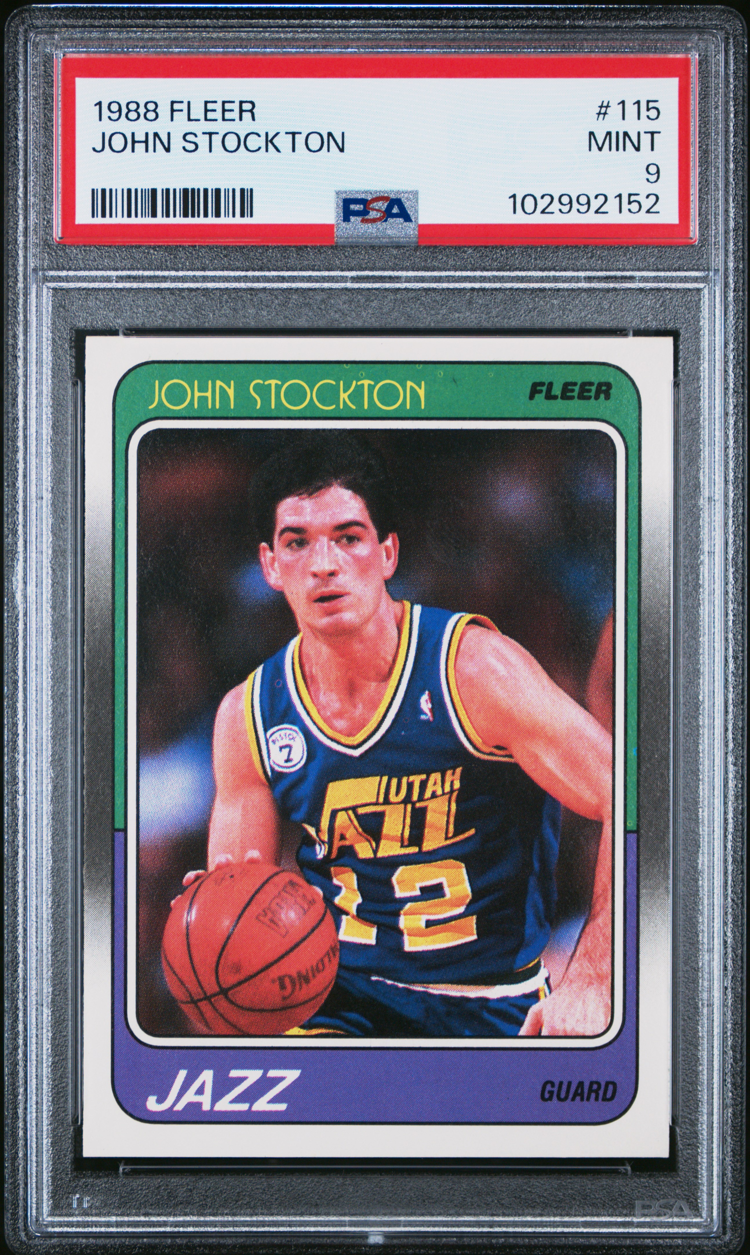 1988 Fleer John Stockton #115 Mint 9 front