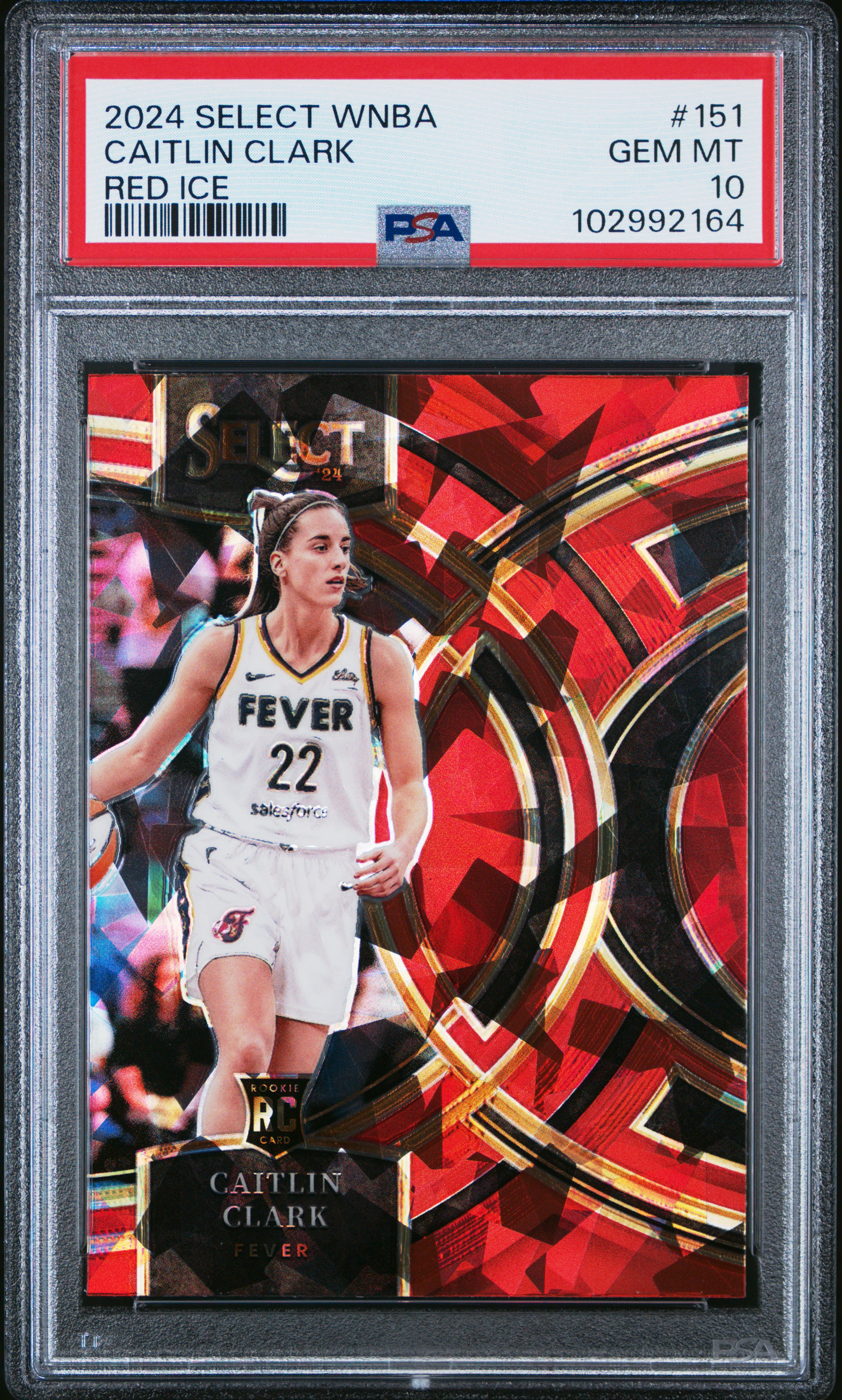 2024 Panini Select Wnba Caitlin Clark #151 (Red Ice) Gem Mt 10 front