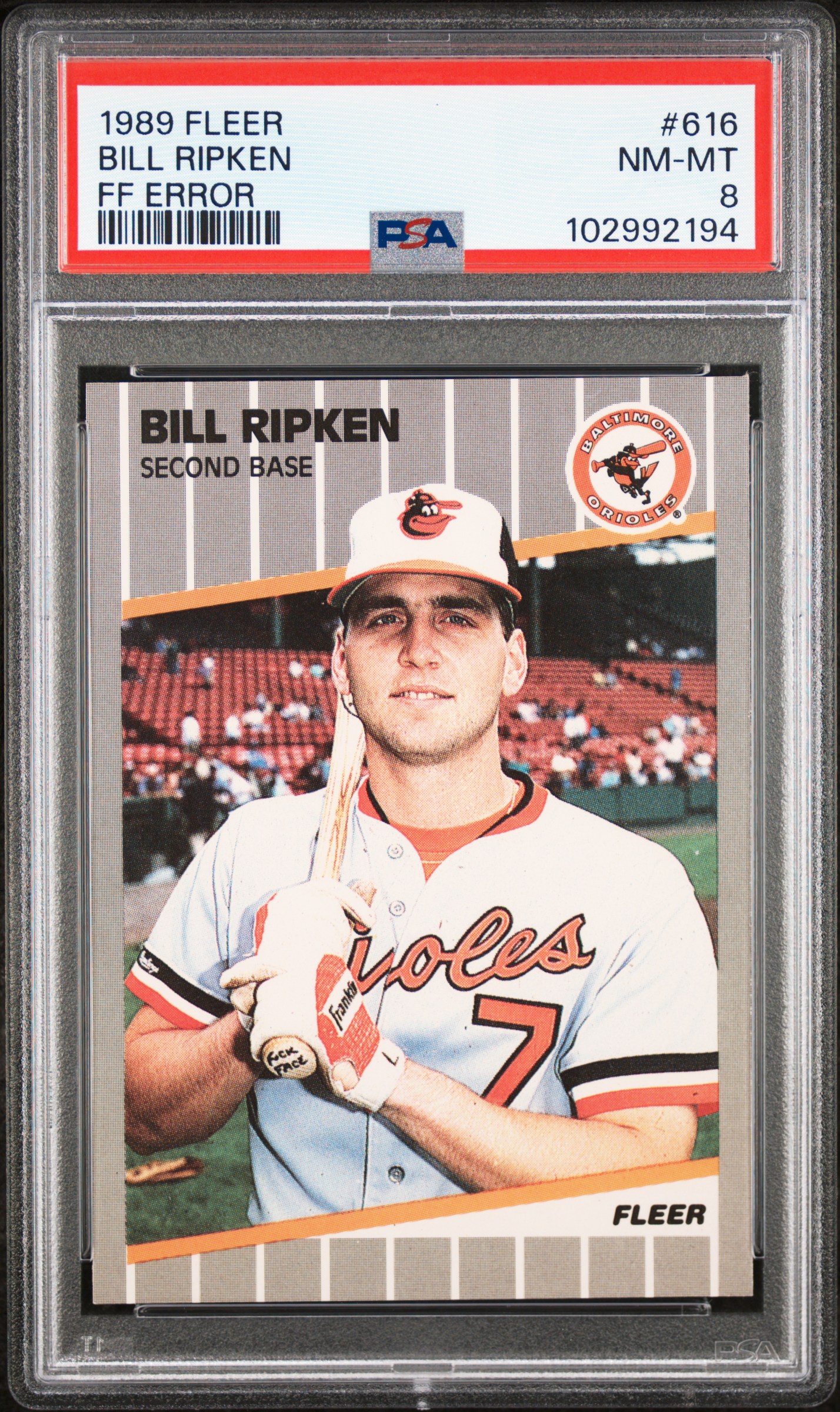 1989 Fleer Bill Ripken #616 (Ff Error) Nm-Mt 8 front